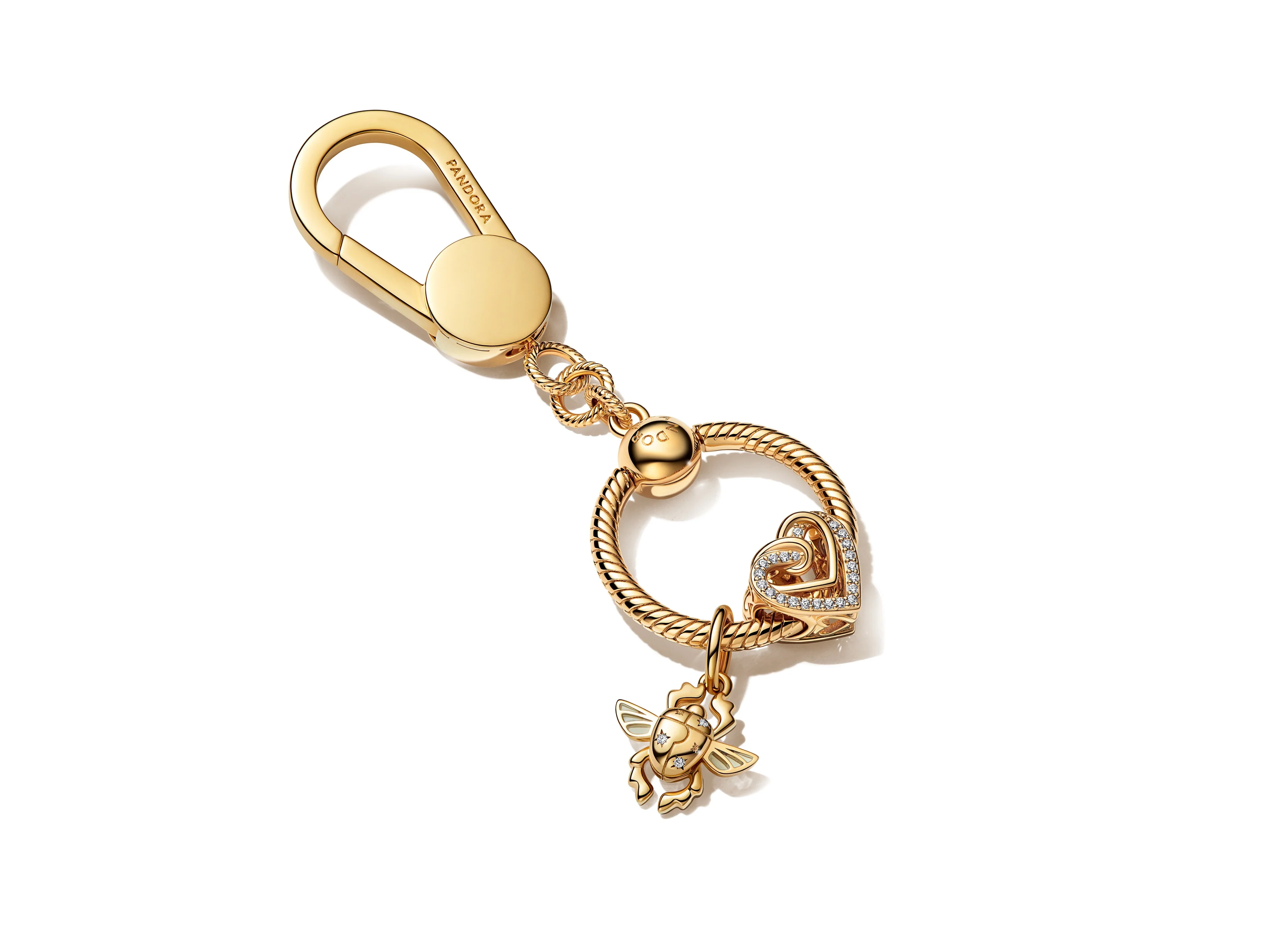 14K Gold-Plated Bag Charm Holder With Small Pandora O Pendant - Image 4