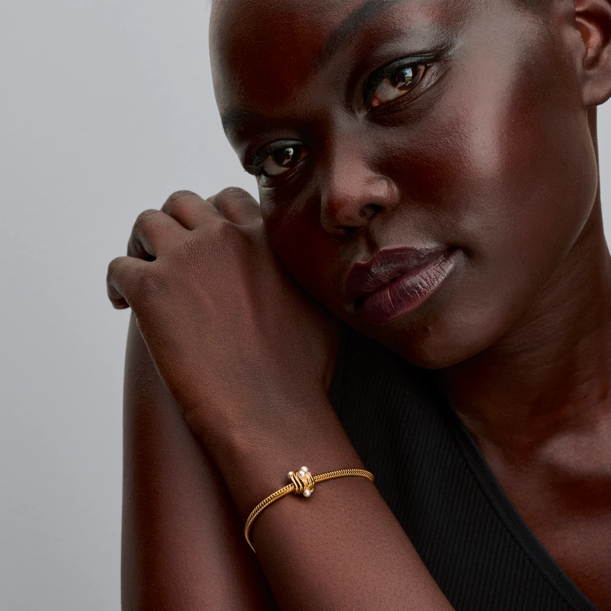 14K Gold-Plated Charm With White Lacquered Artificial Pearl - Image 2