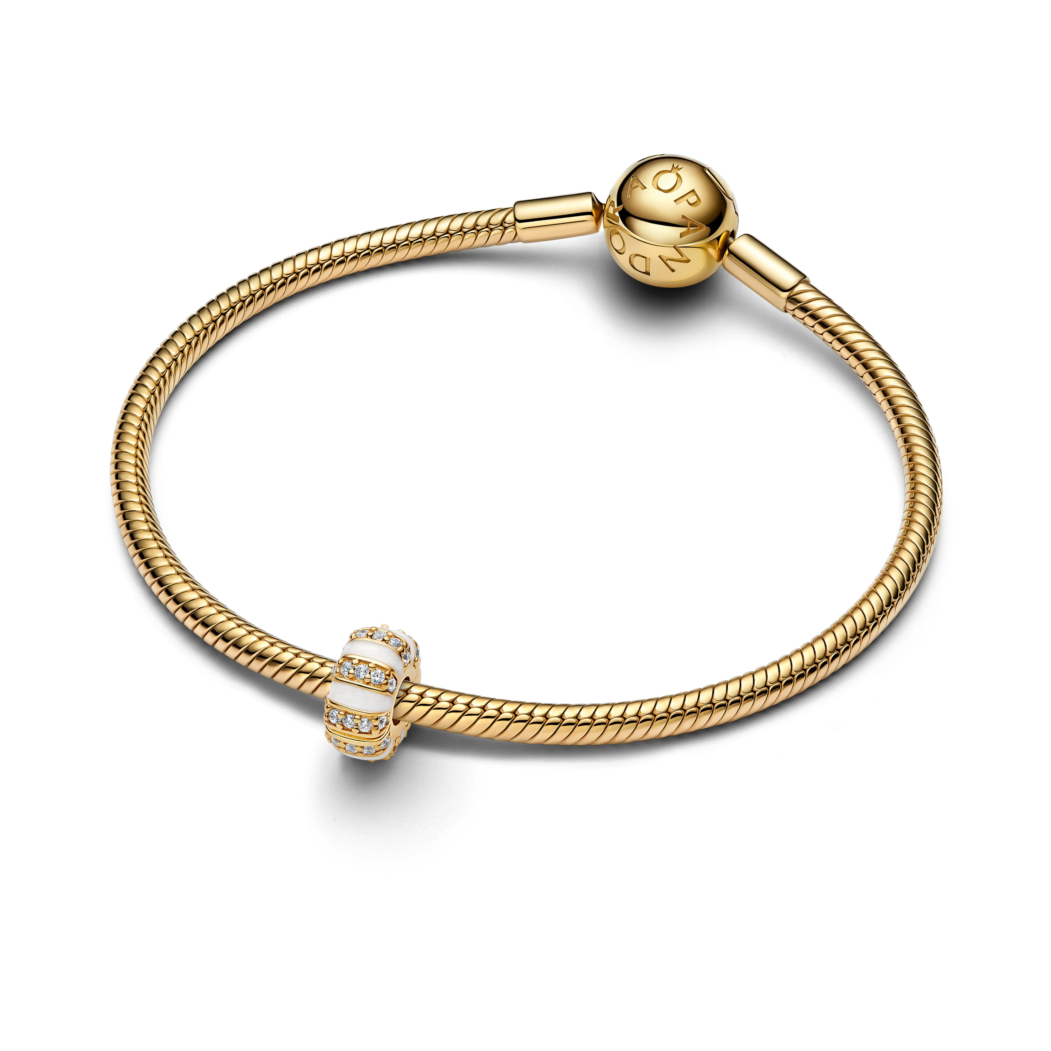 14K Gold-Plated Clip With Clear Cubic Zirconia, Shimmering White Enamel And Silicone Grip - Image 3