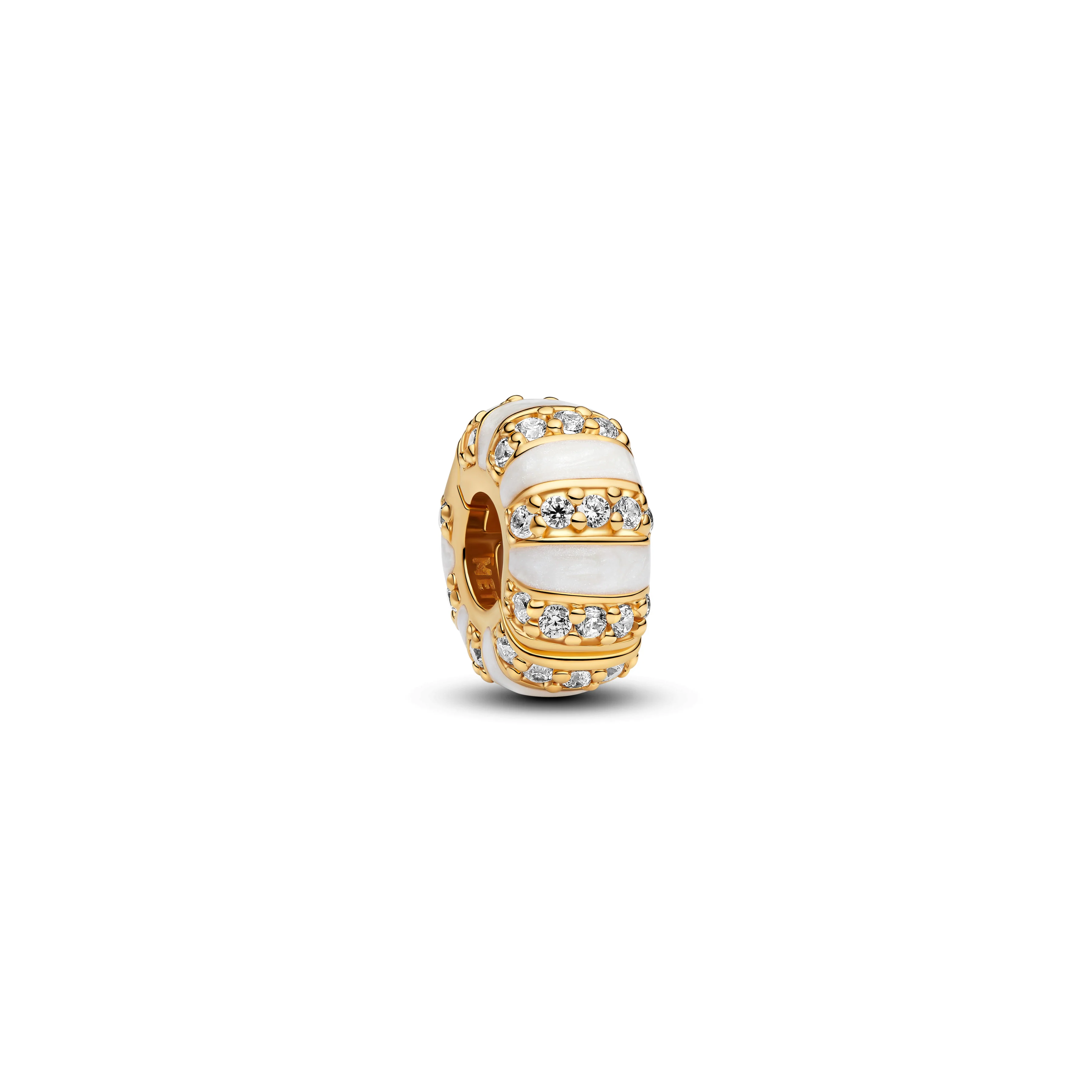14K Gold-Plated Clip With Clear Cubic Zirconia, Shimmering White Enamel And Silicone Grip - Image 4