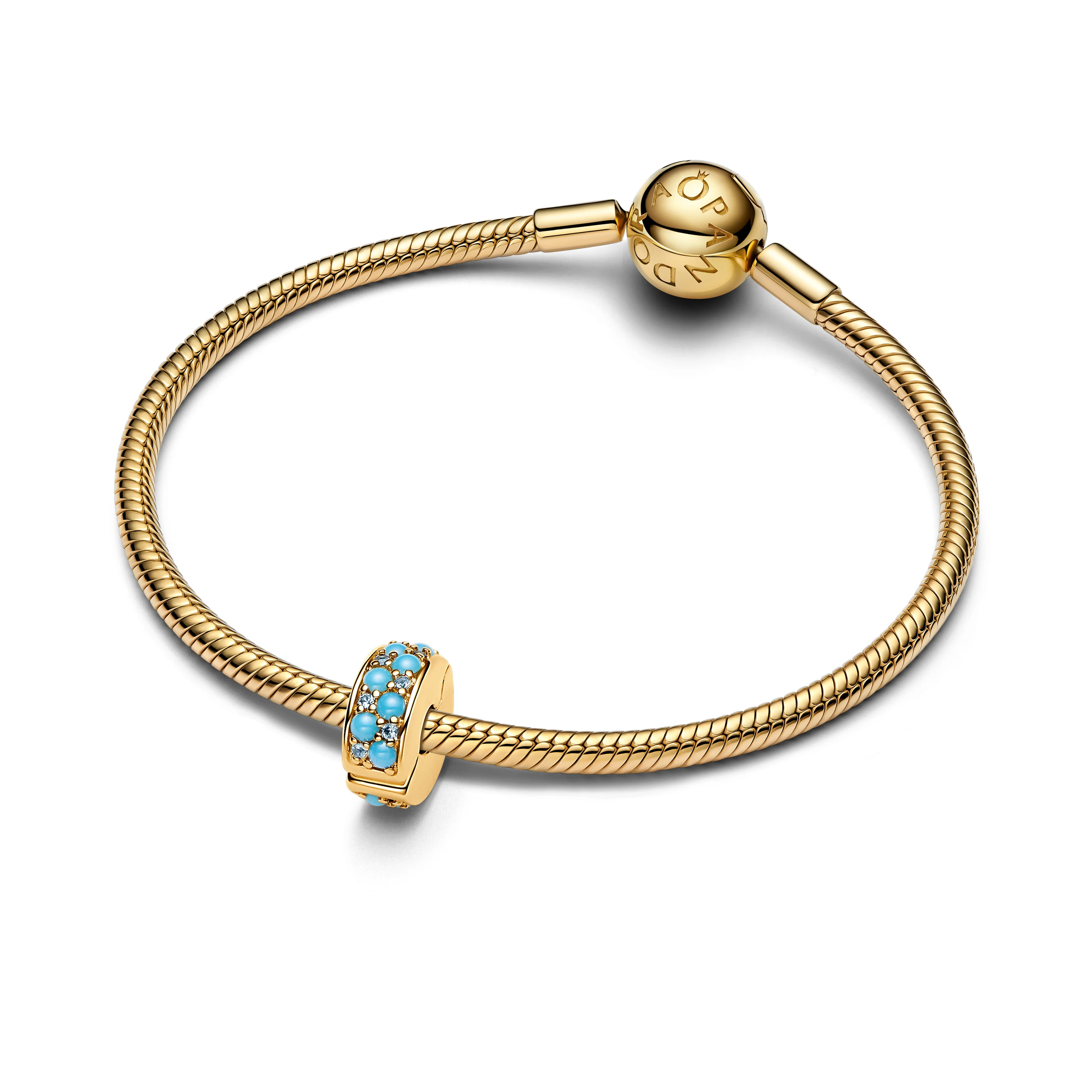 14K Gold-Plated Clip With Icy Blue And Capri Blue Crystal And Silicone Grip - Image 4