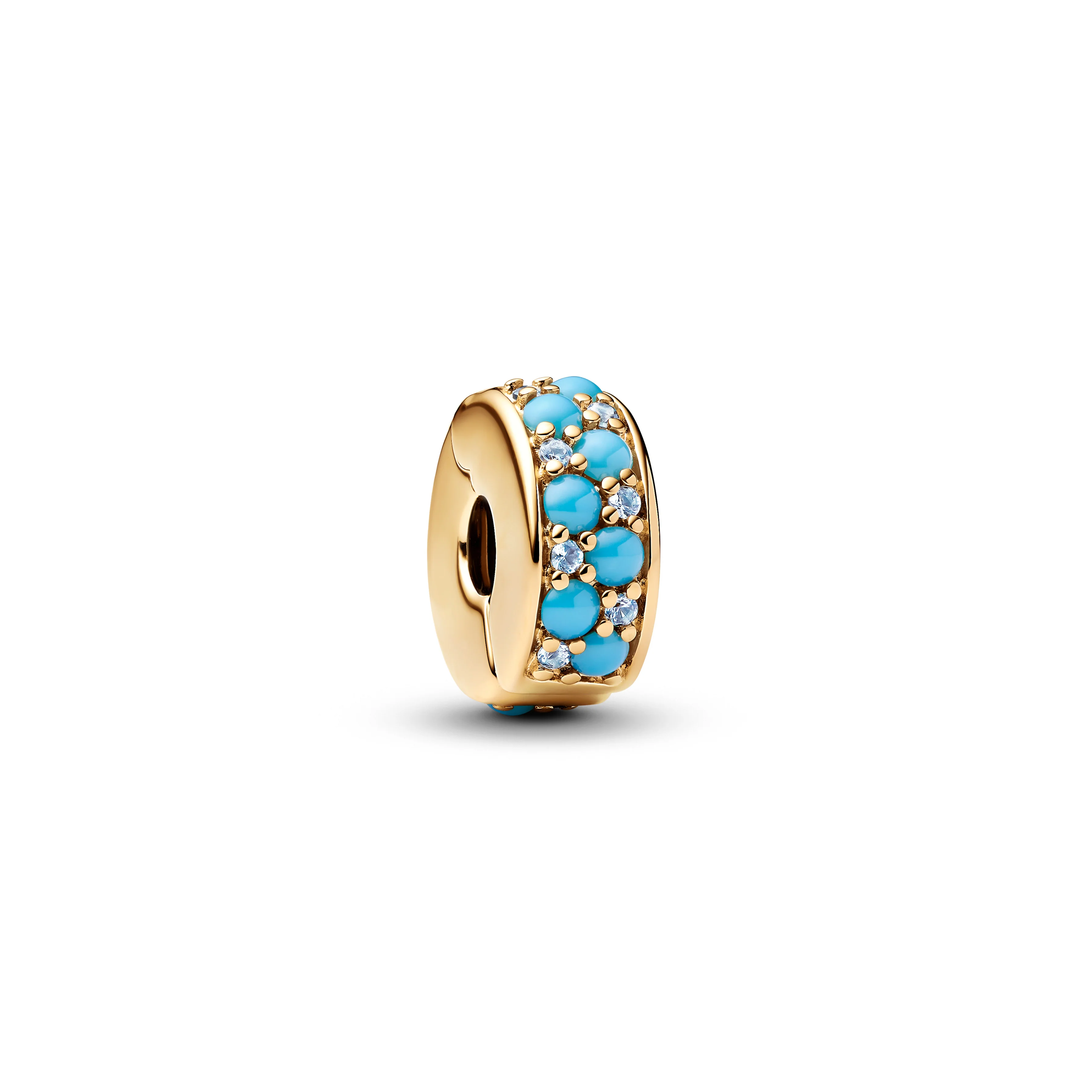 14K Gold-Plated Clip With Icy Blue And Capri Blue Crystal And Silicone Grip - Image 5