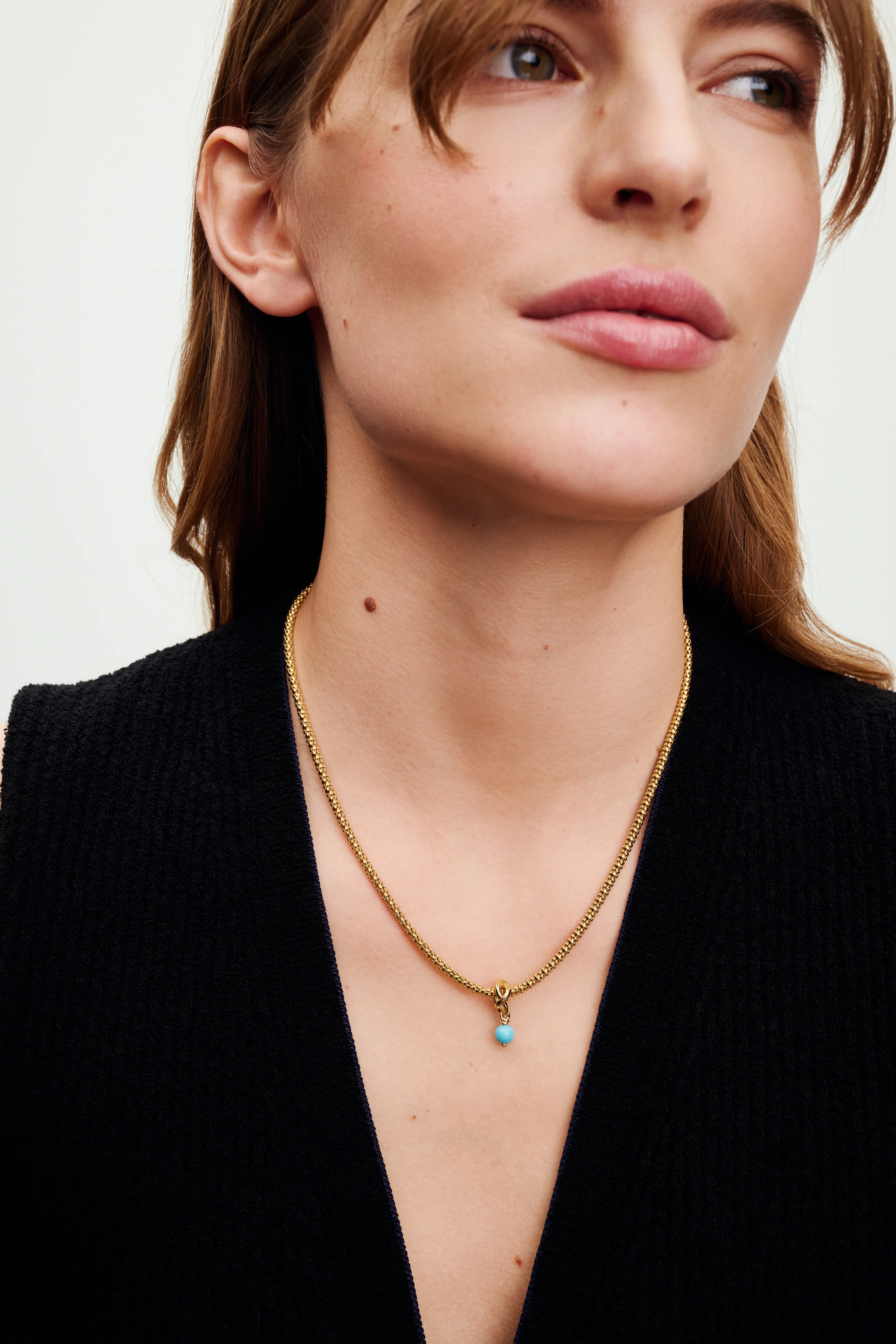 14K Gold-Plated Dangle With Capri Blue Crystal - Image 2