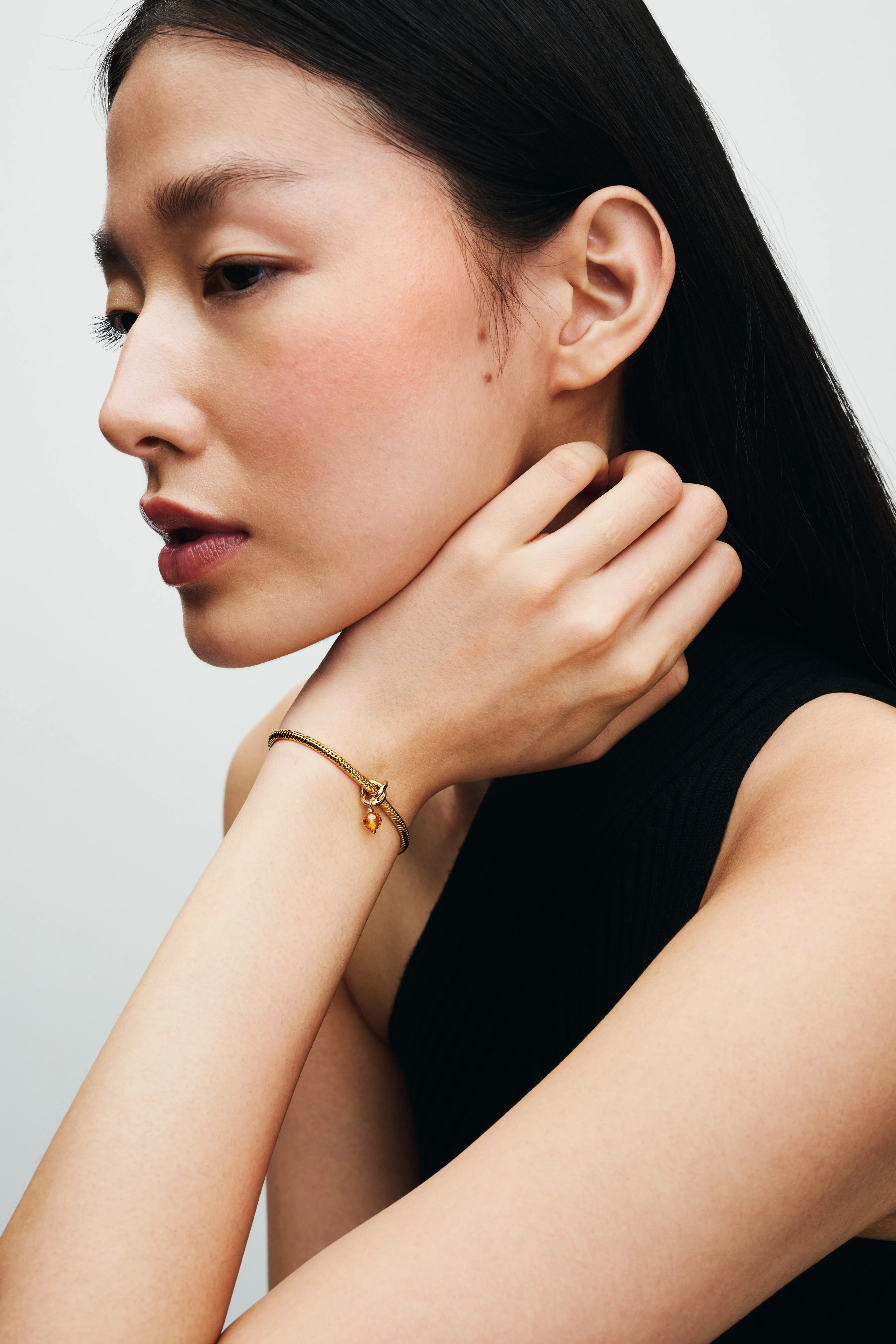 14K Gold-Plated Dangle With Honey Coloured Crystal - Image 2