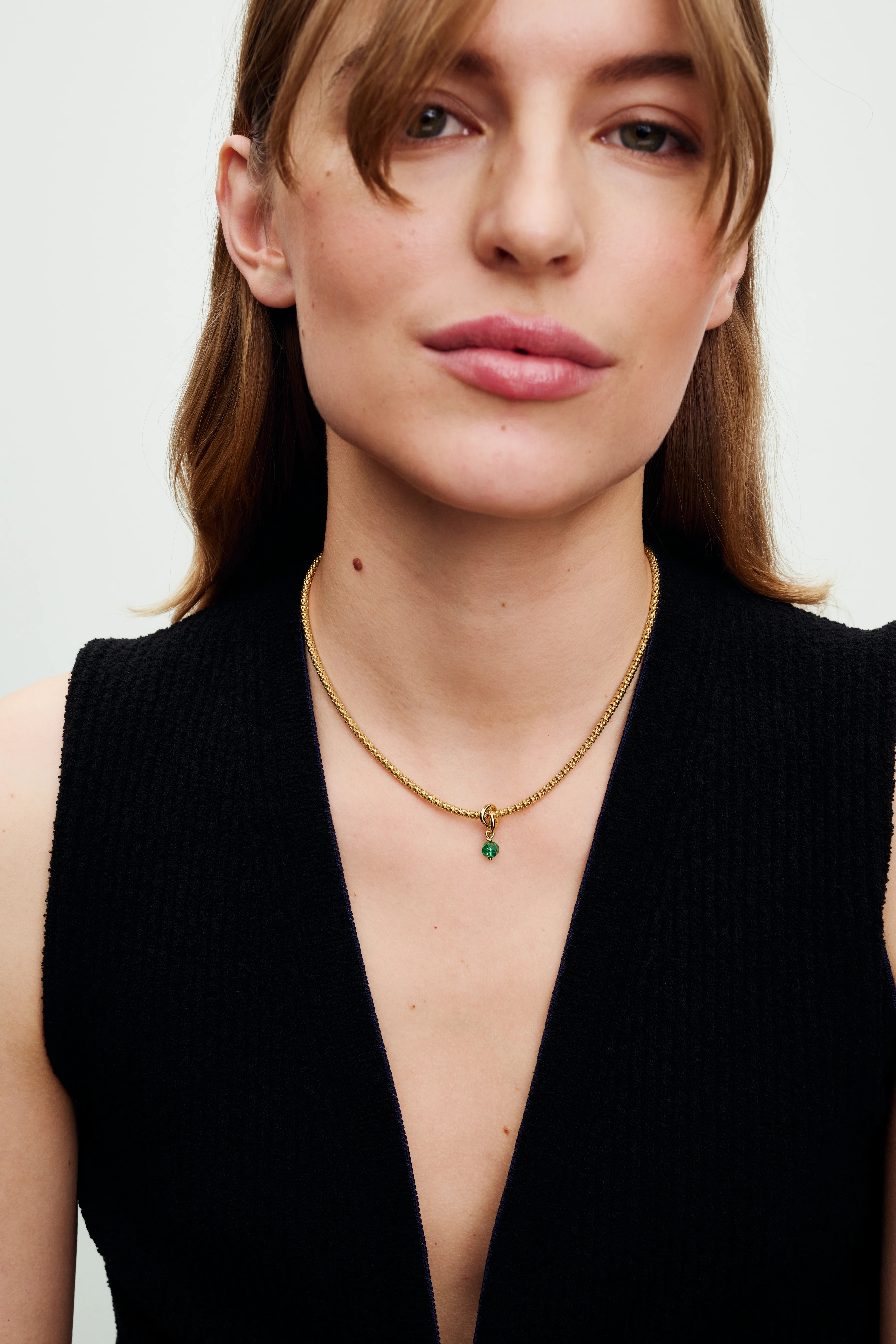 14K Gold-Plated Dangle With Royal Green Crystal - Image 3