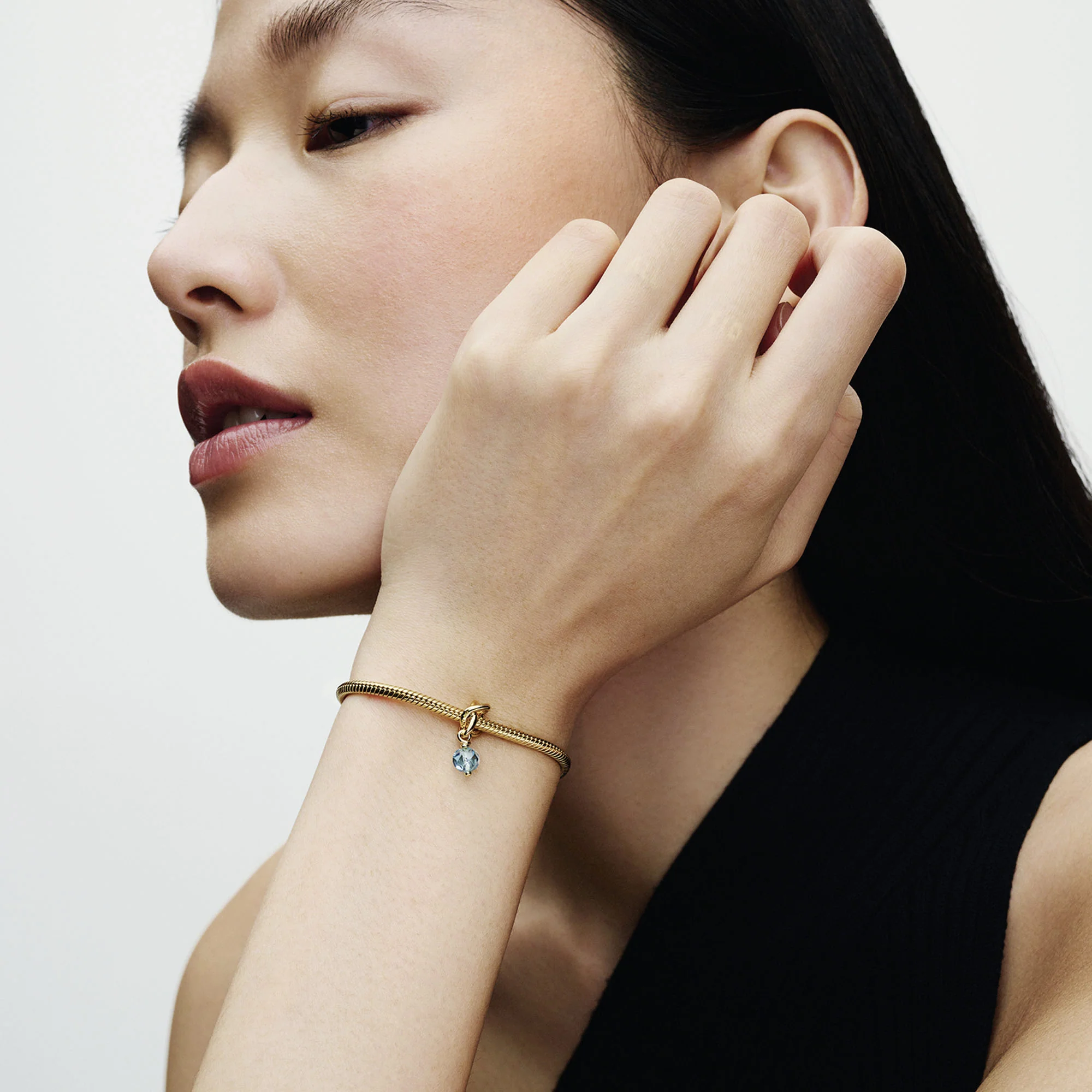 14K Gold-Plated Dangle With Sea Aqua Blue Crystal - Image 2