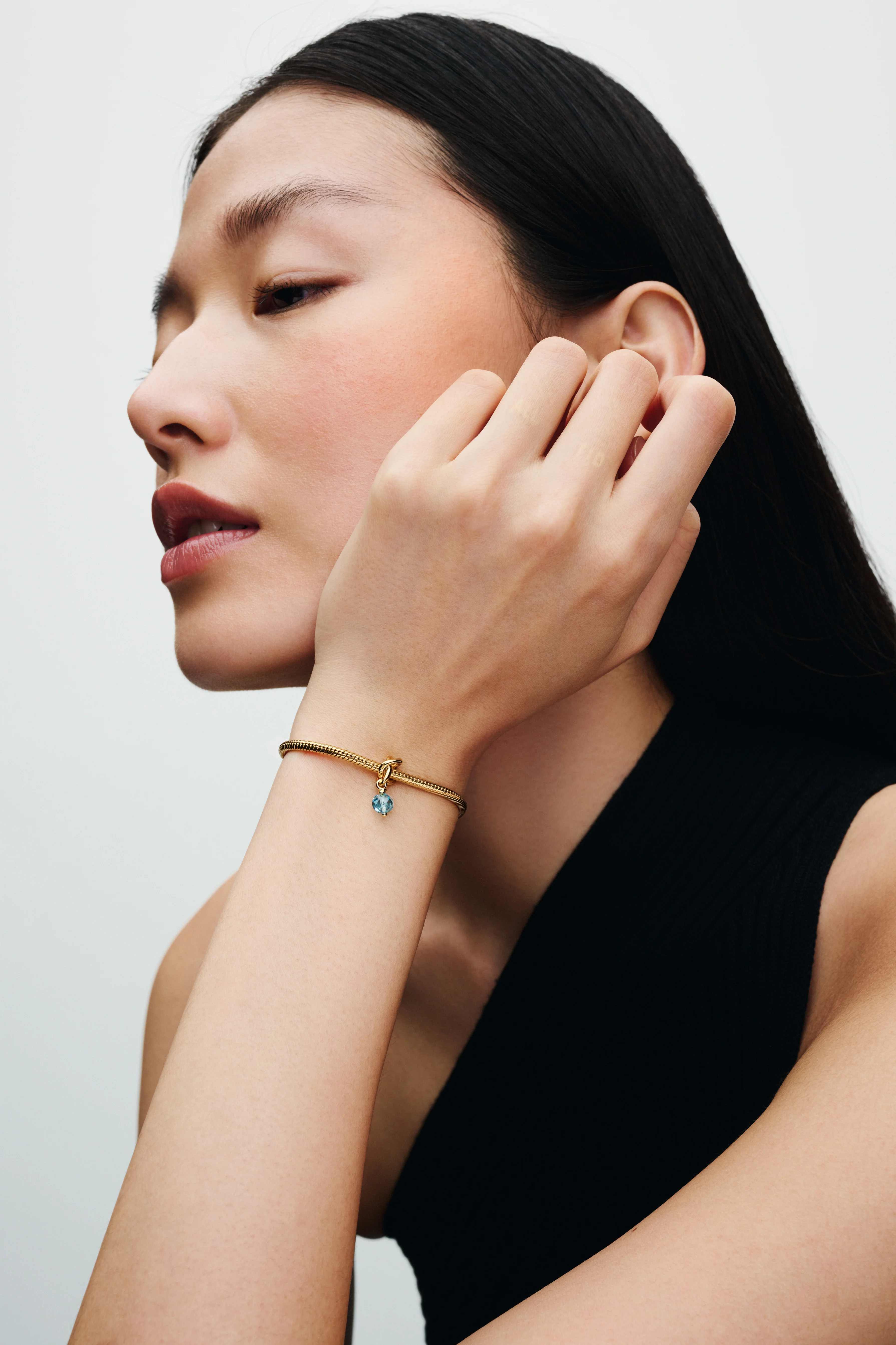 14K Gold-Plated Dangle With Sea Aqua Blue Crystal - Image 3