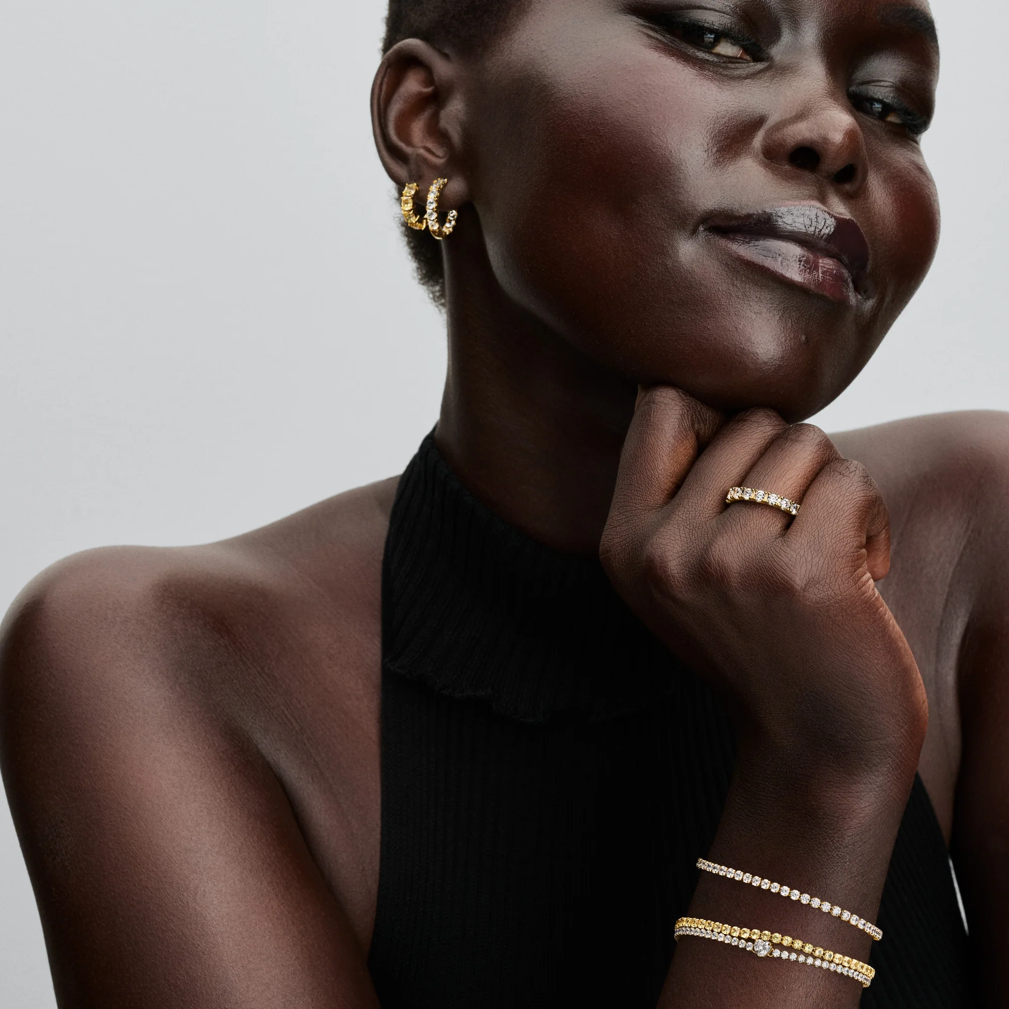 14K Gold-Plated Hoop Earrings With Vibrant Yellow Cubic Zirconia - Image 2