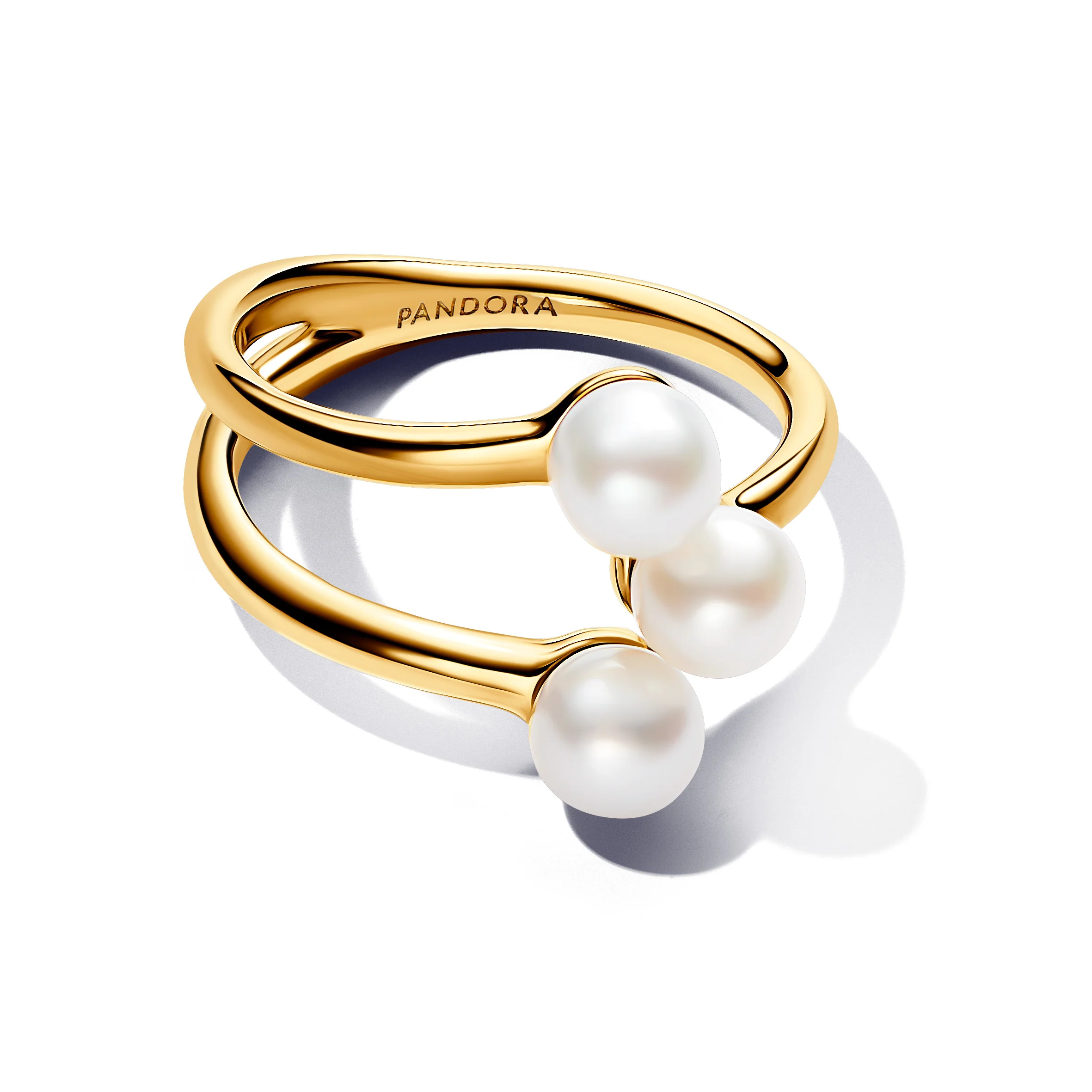 14K Gold-Plated Open Ring With White Treated Freshwater Cultured Pearl - Image 3