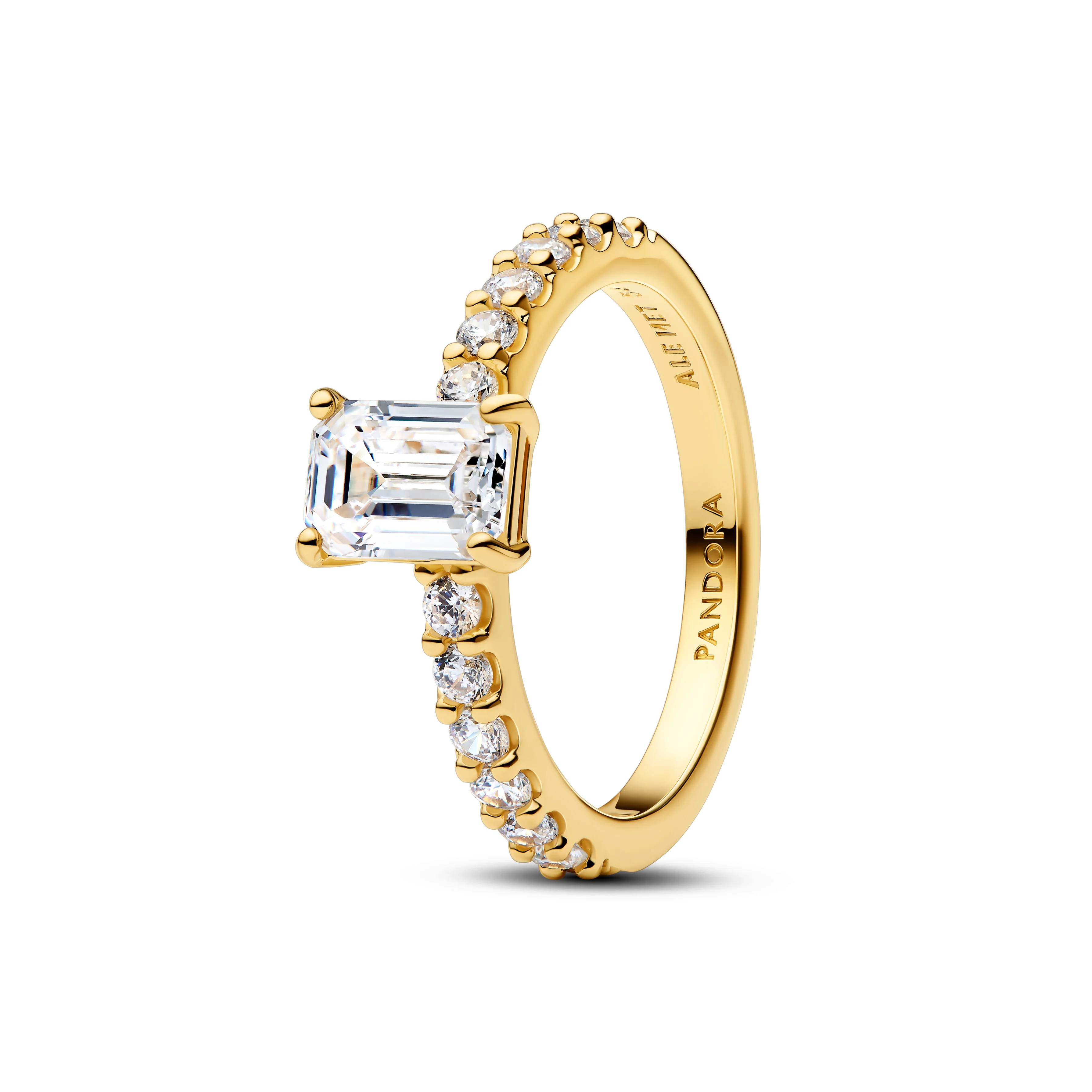 14K Gold-Plated Ring With Clear Cubic Zirconia - Image 2