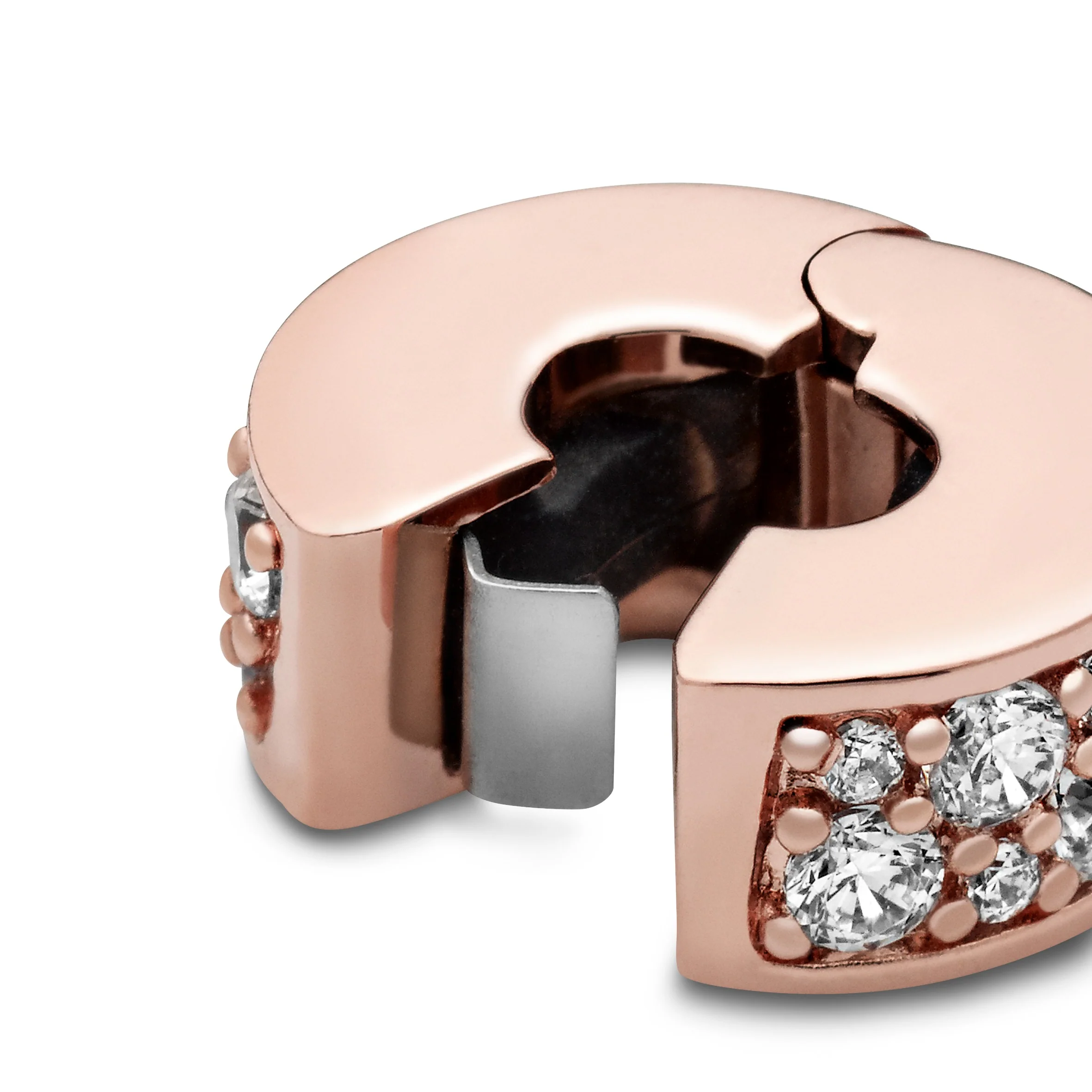 14K Rose Gold-Plated Clip With Clear Cubic Zirconia And Silicone Grip - Image 5