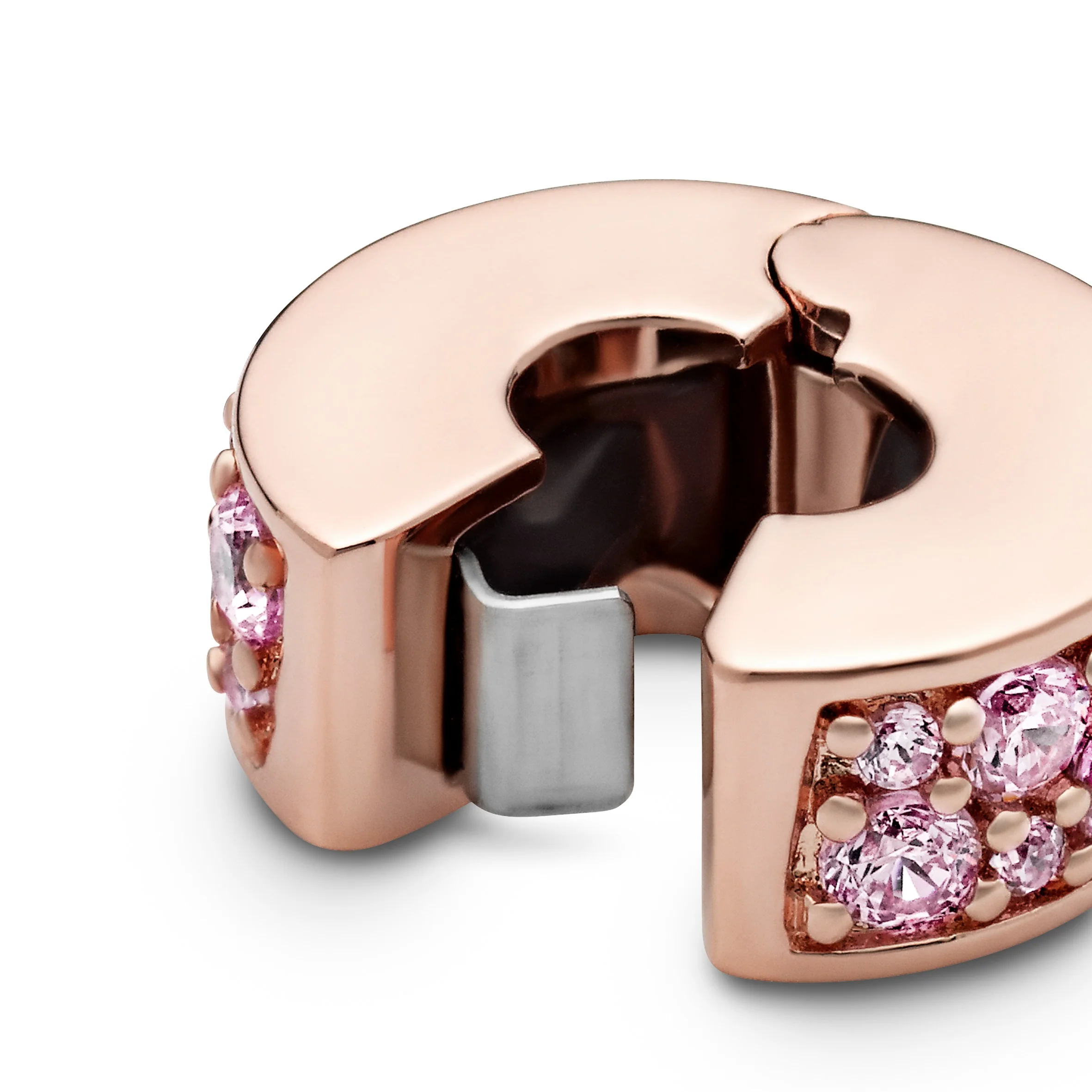14K Rose Gold-Plated Clip With Pink Cubic Zirconia And Silicone Grip - Image 3