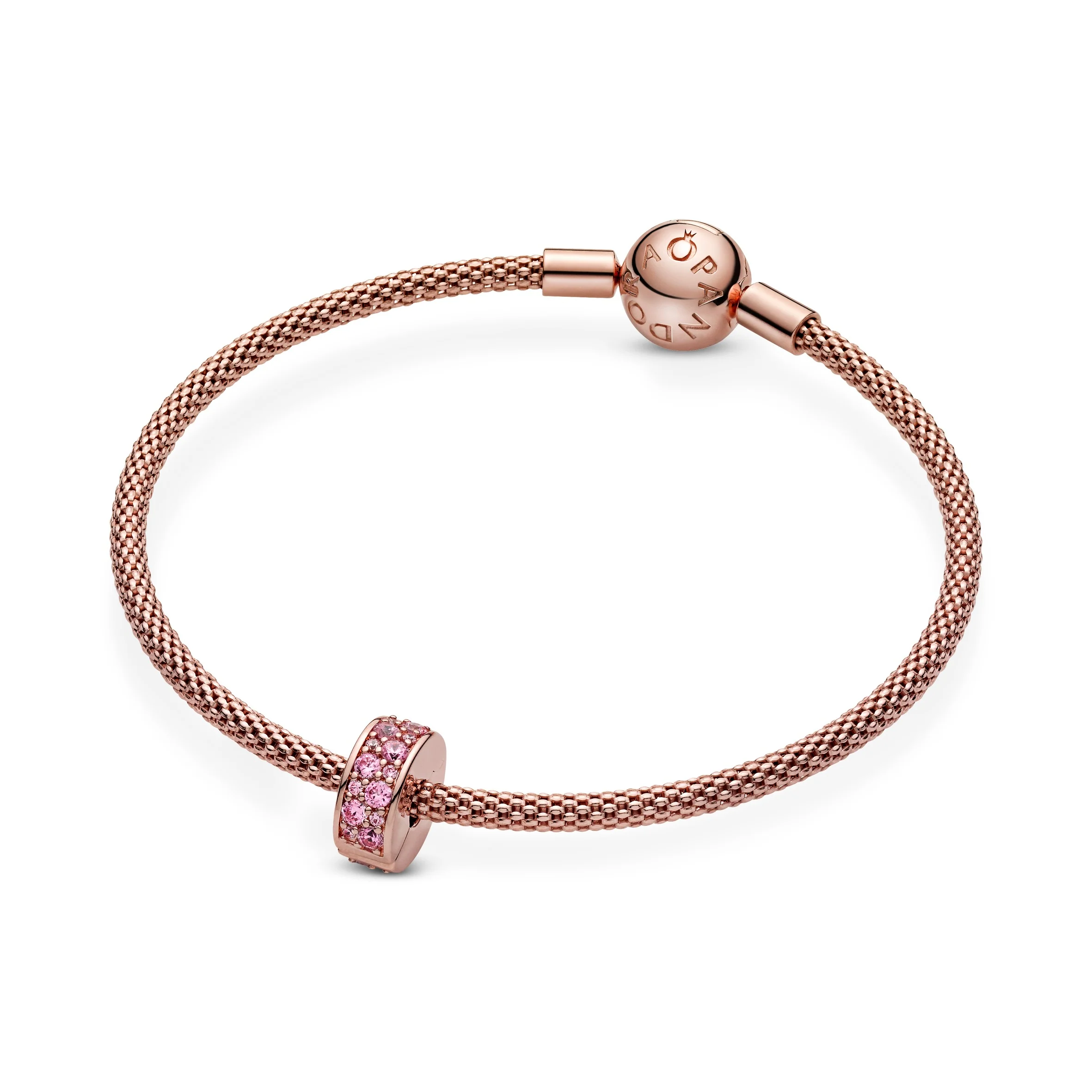 14K Rose Gold-Plated Clip With Pink Cubic Zirconia And Silicone Grip - Image 4