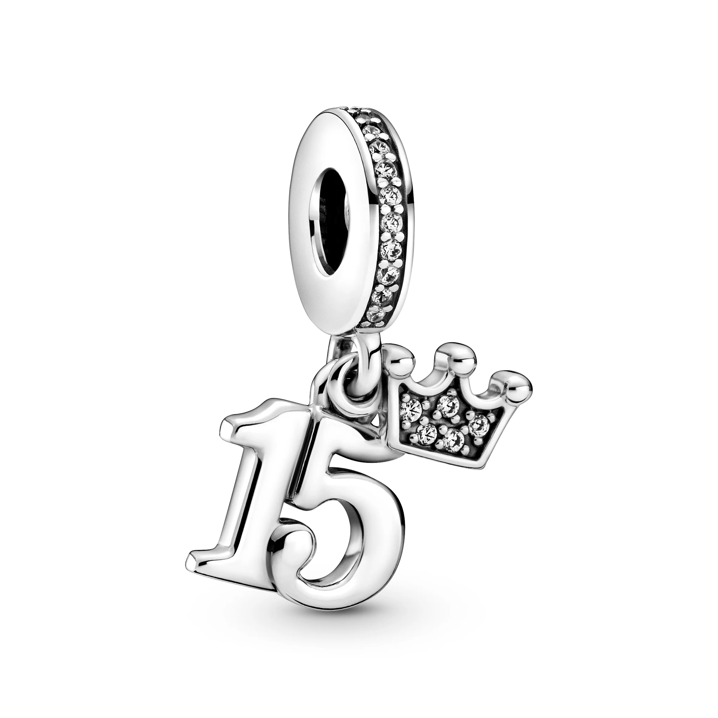 15 Celebration And Crown Sterling Silver Dangle With Clear Cubic Zirconia
