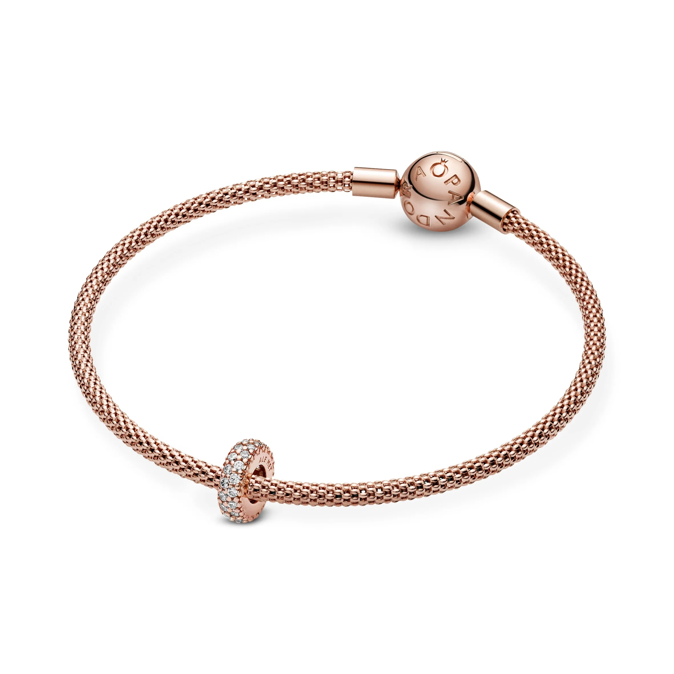Abstract 14K Rose Gold-Plated Pave Spacer With Clear Cubic Zirconia - Image 4