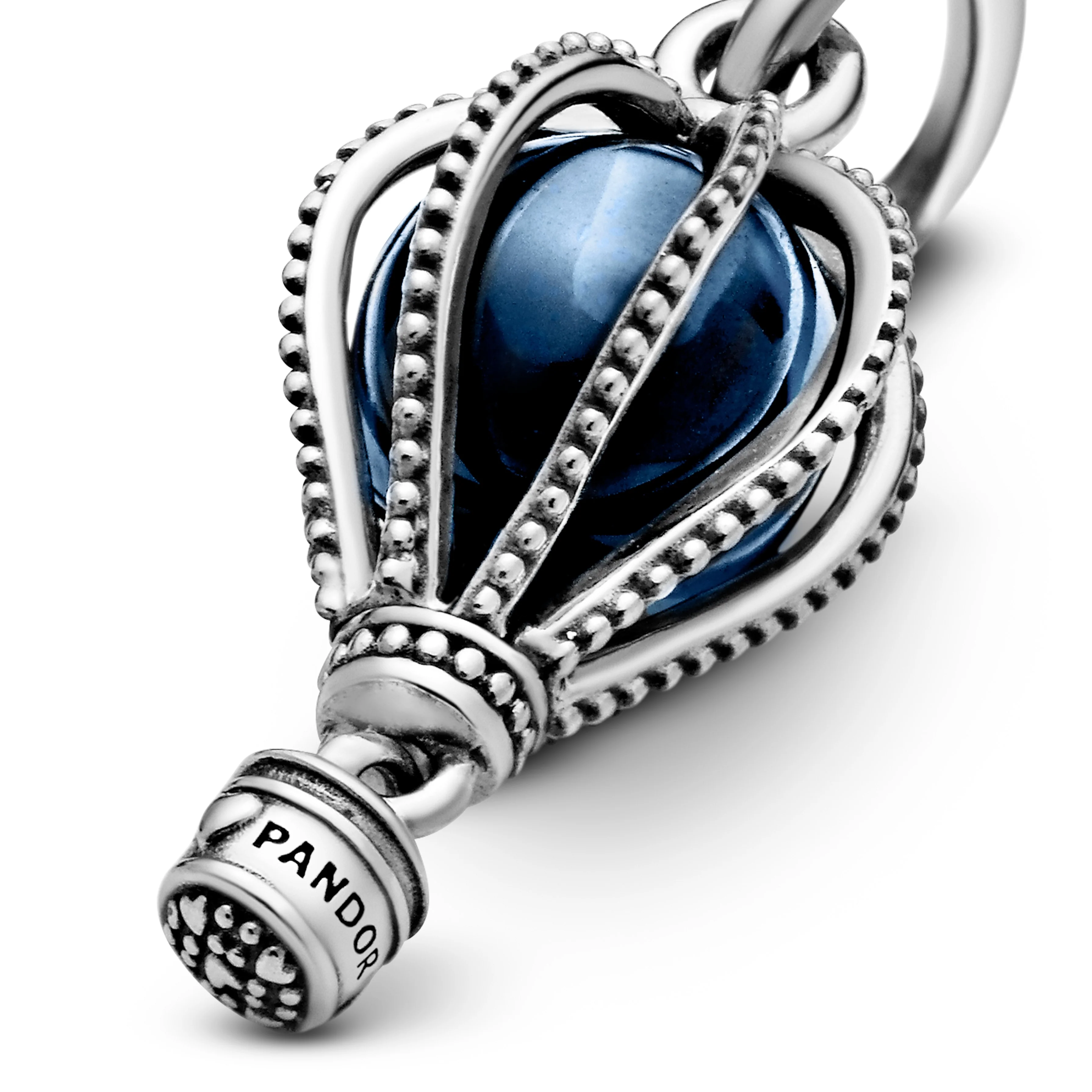 Air Balloon Silver Dangle With Encased Moonlight Blue Crystal - Image 4