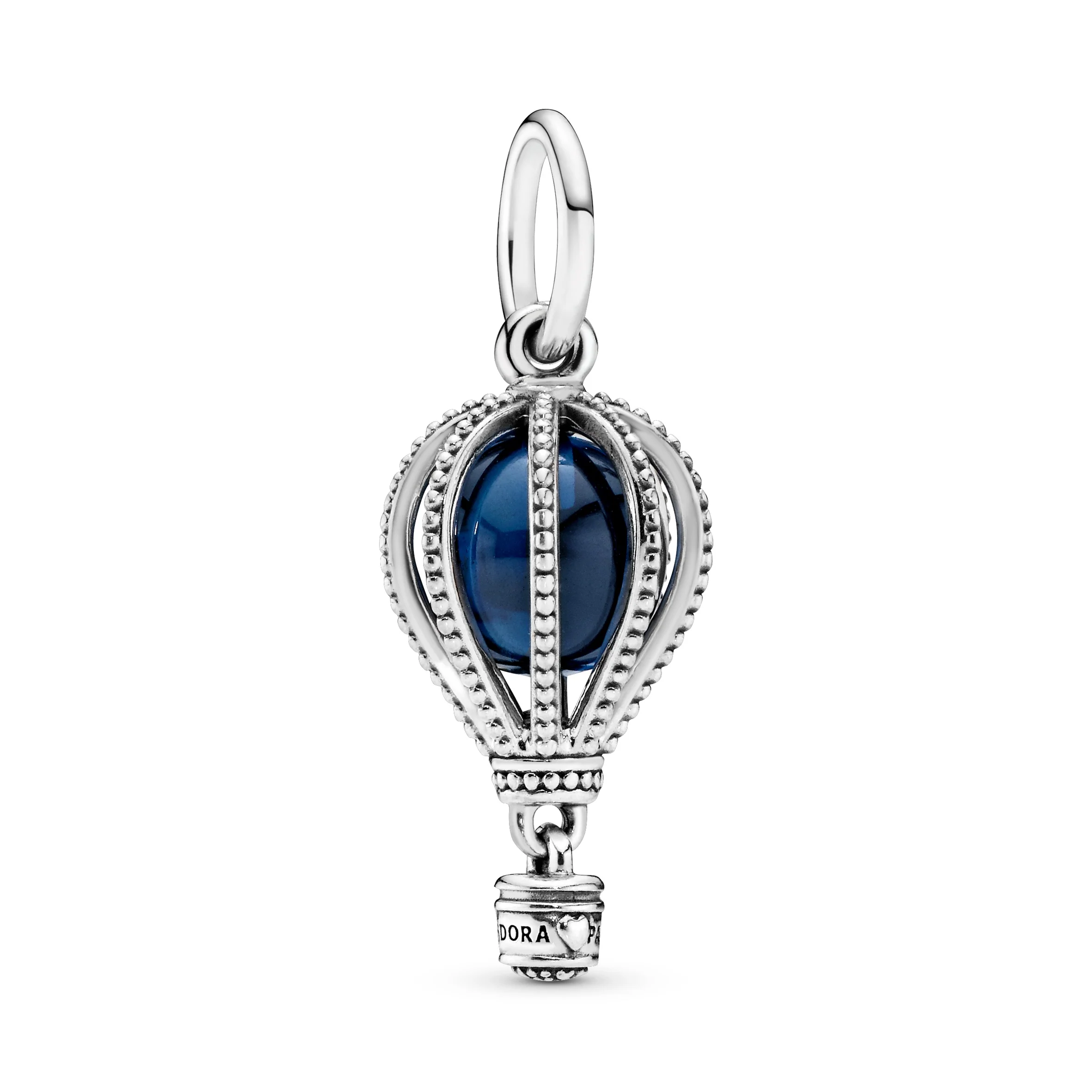 Air Balloon Silver Dangle With Encased Moonlight Blue Crystal - Image 6