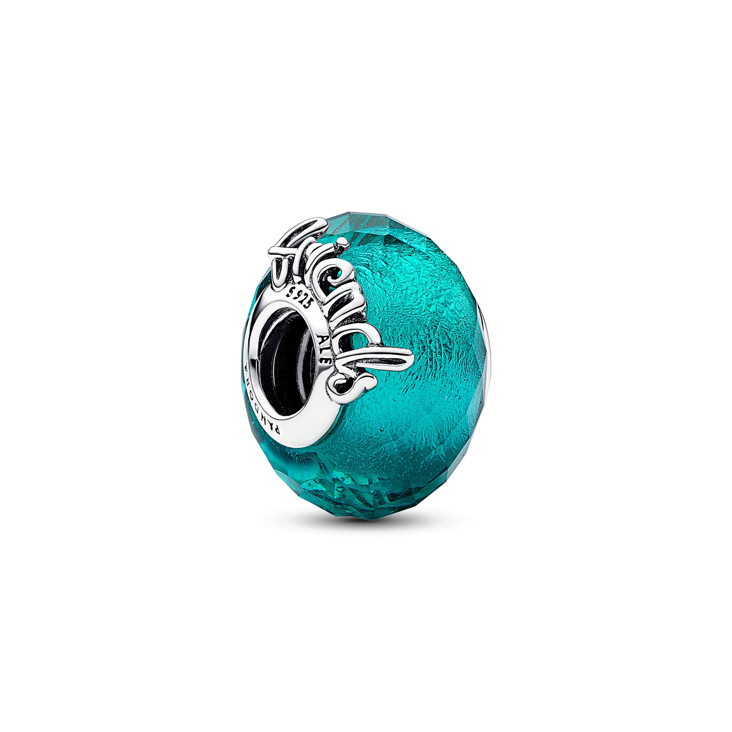 Always Friends Sterling Silver Charm With Faceted Green Murano Glass With Silver Foil - Image 3