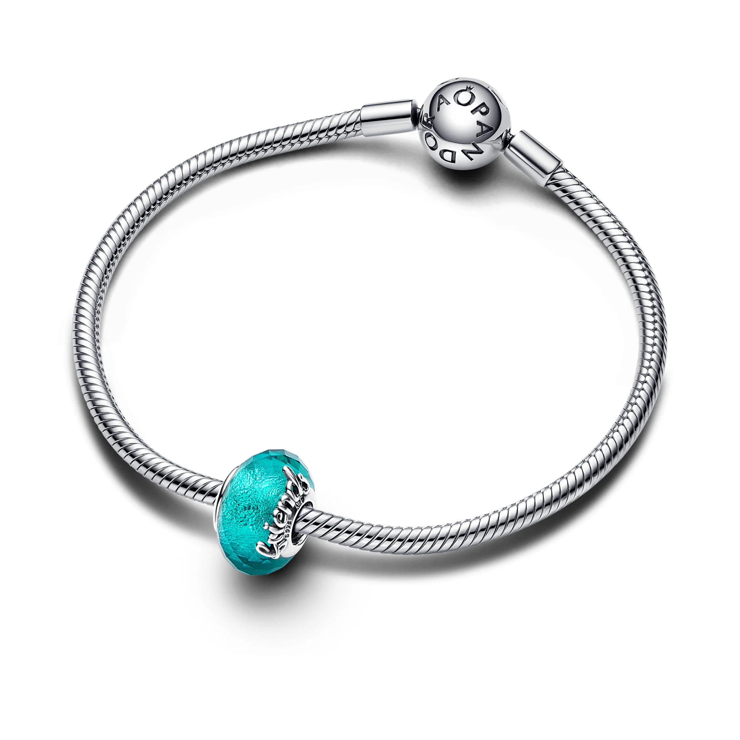 Always Friends Sterling Silver Charm With Faceted Green Murano Glass With Silver Foil - Image 4