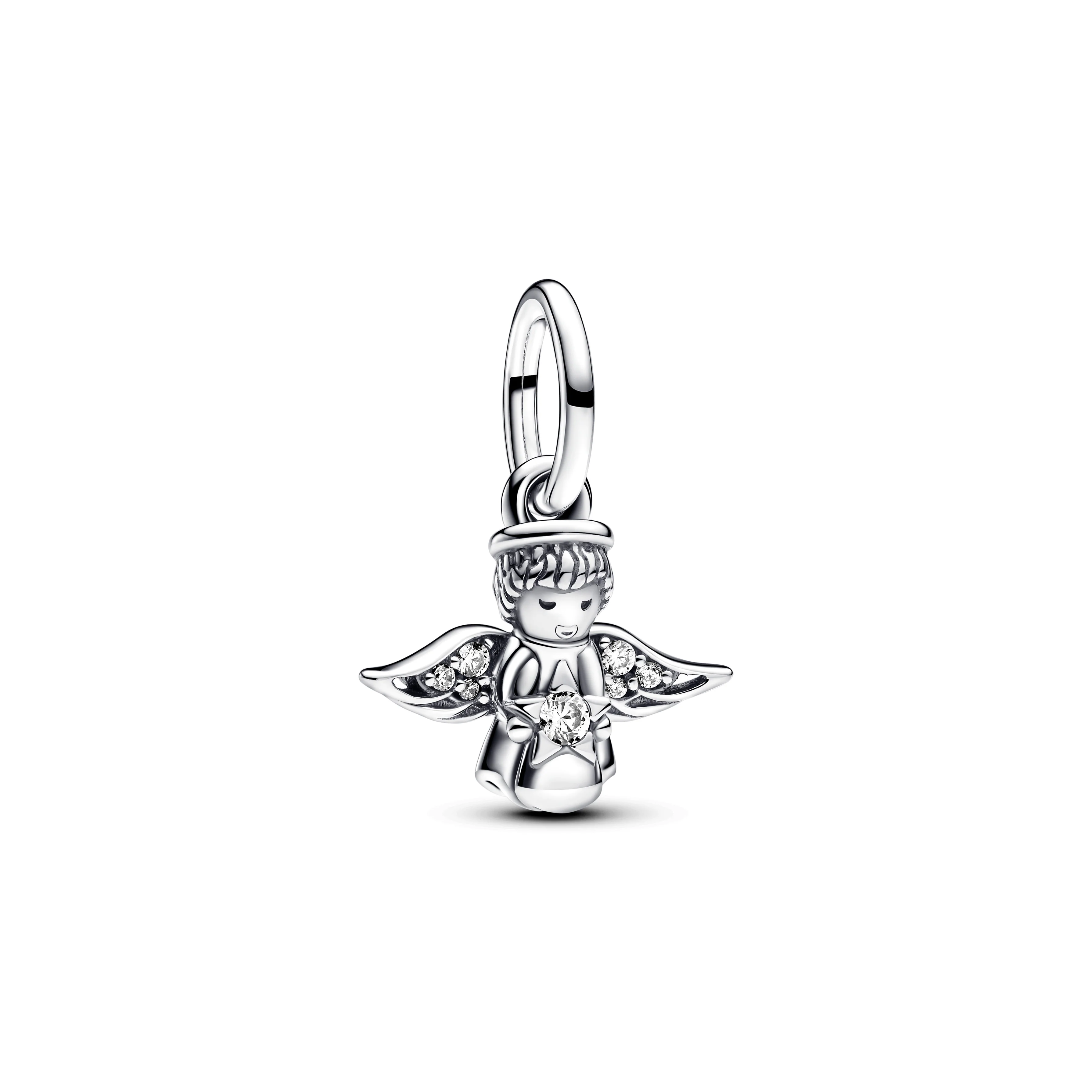 Angel Sterling Silver Dangle With Clear Cubic Zirconia