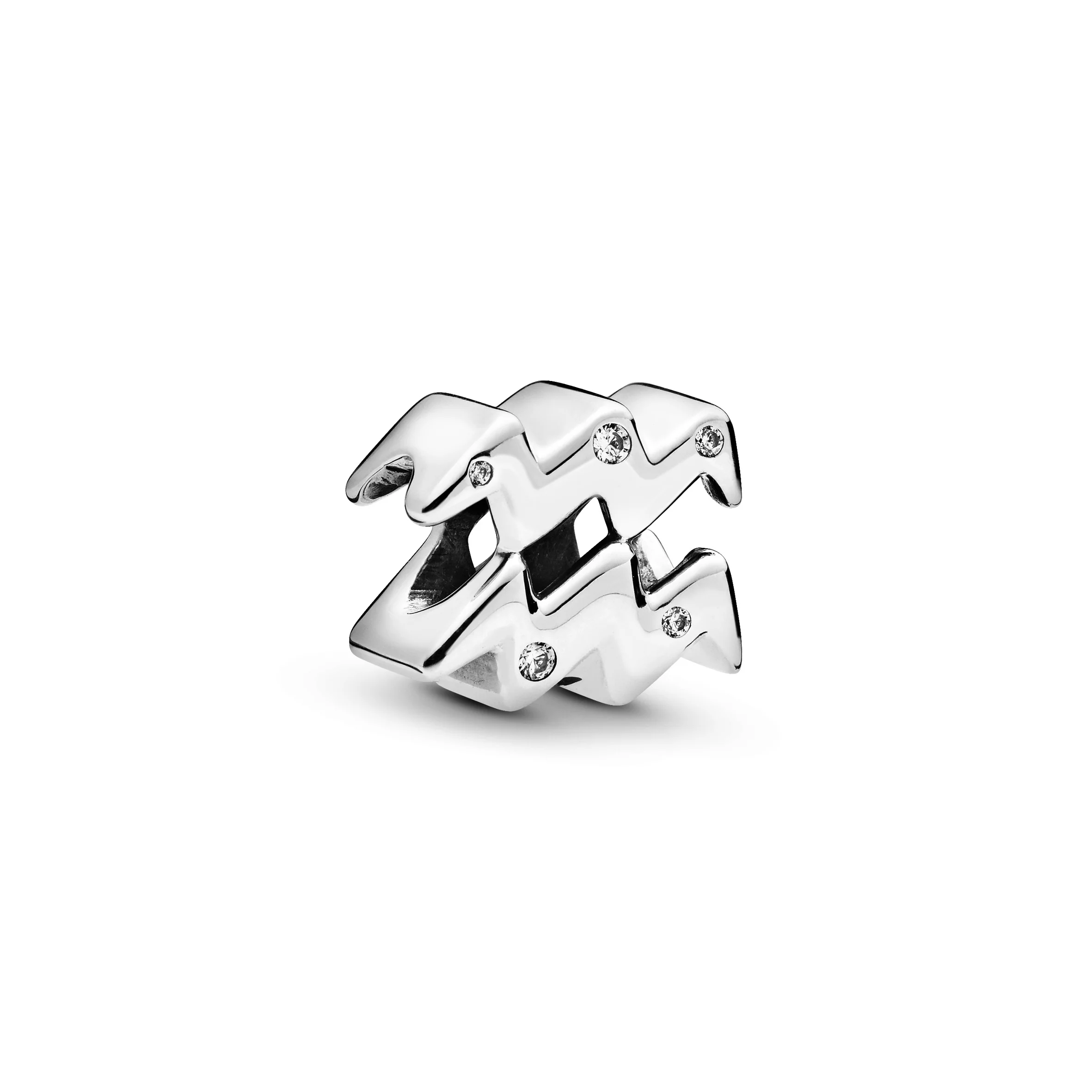 Aquarius Sterling Silver Charm With Clear Cubic Zirconia - Image 4