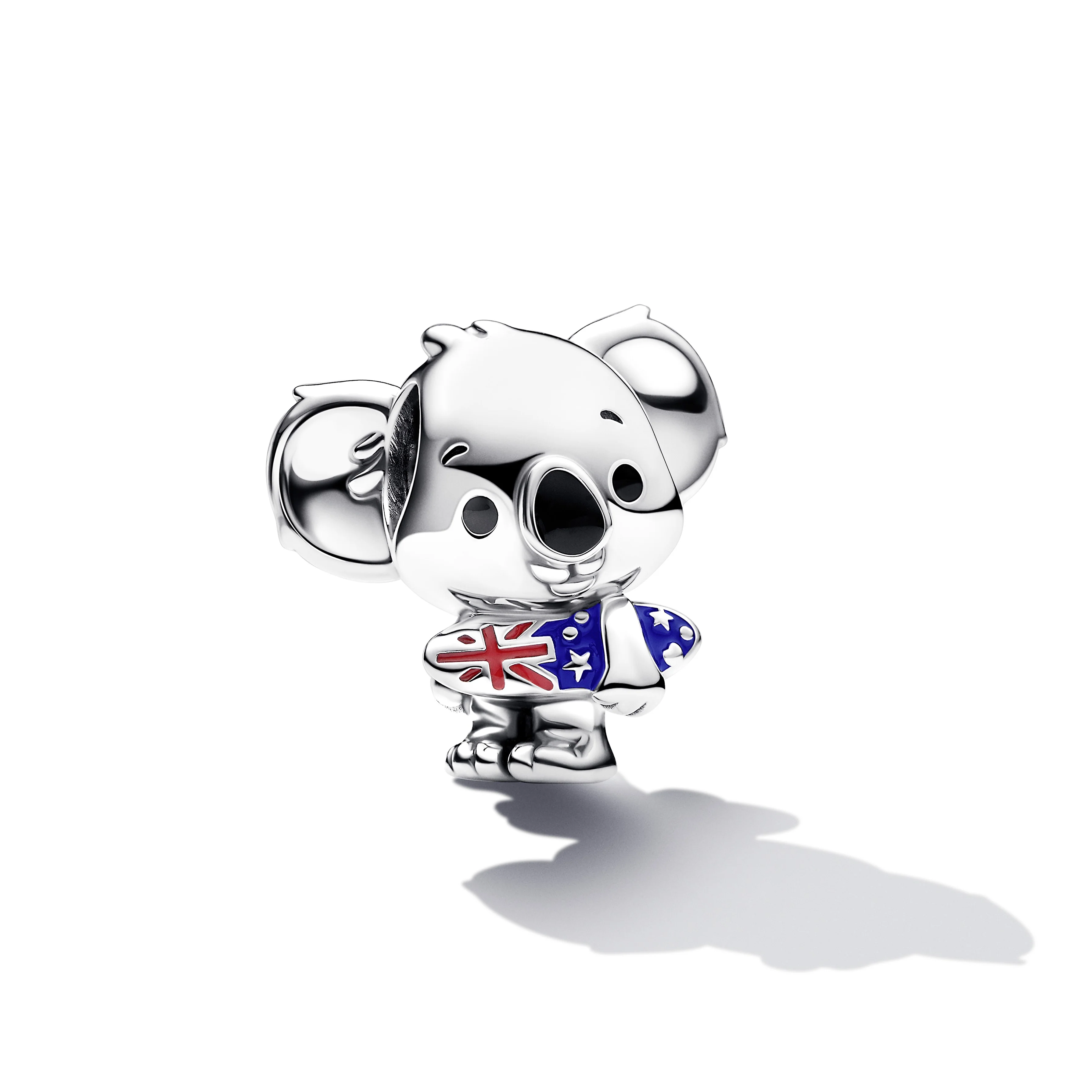 Australian Koala Sterling Silver Charm With Red, Blue And Black Enamel