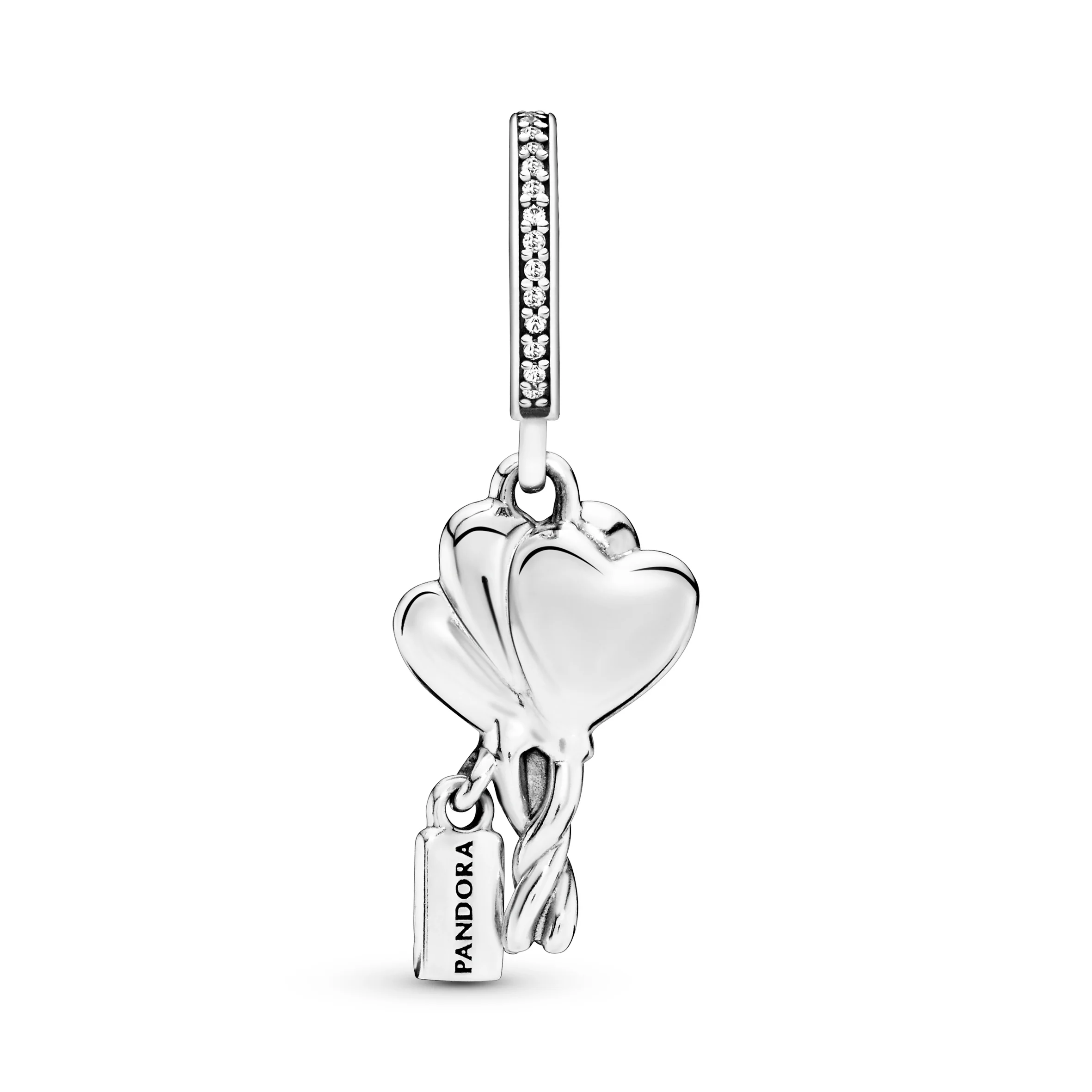 Balloons Silver Dangle With Clear Cubic Zirconia, Shimmering Silver, Pink And Red Enamel - Image 4