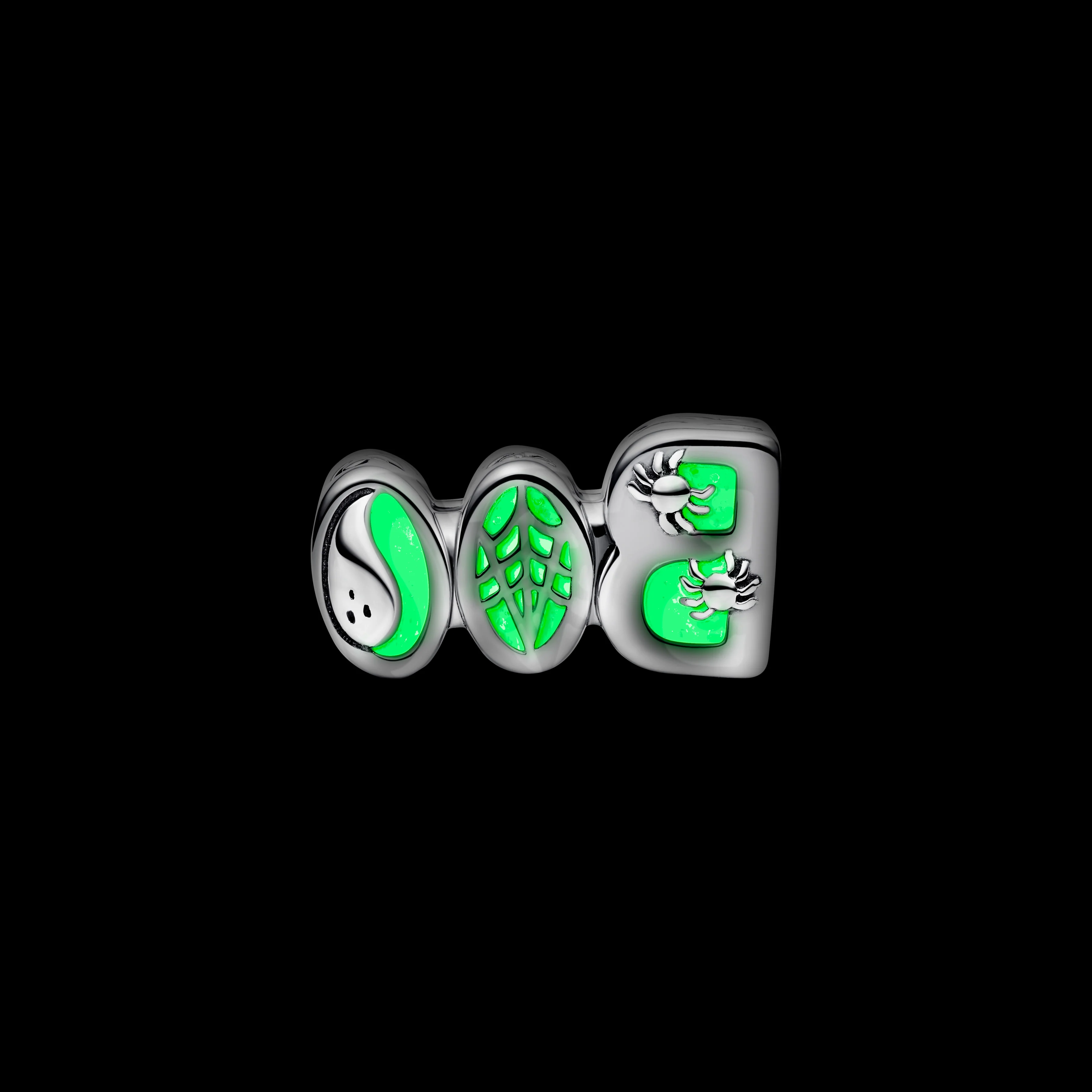 Boo Sterling Silver Charm With Clear Cubic Zirconia And Glow In The Dark Enamel - Image 3