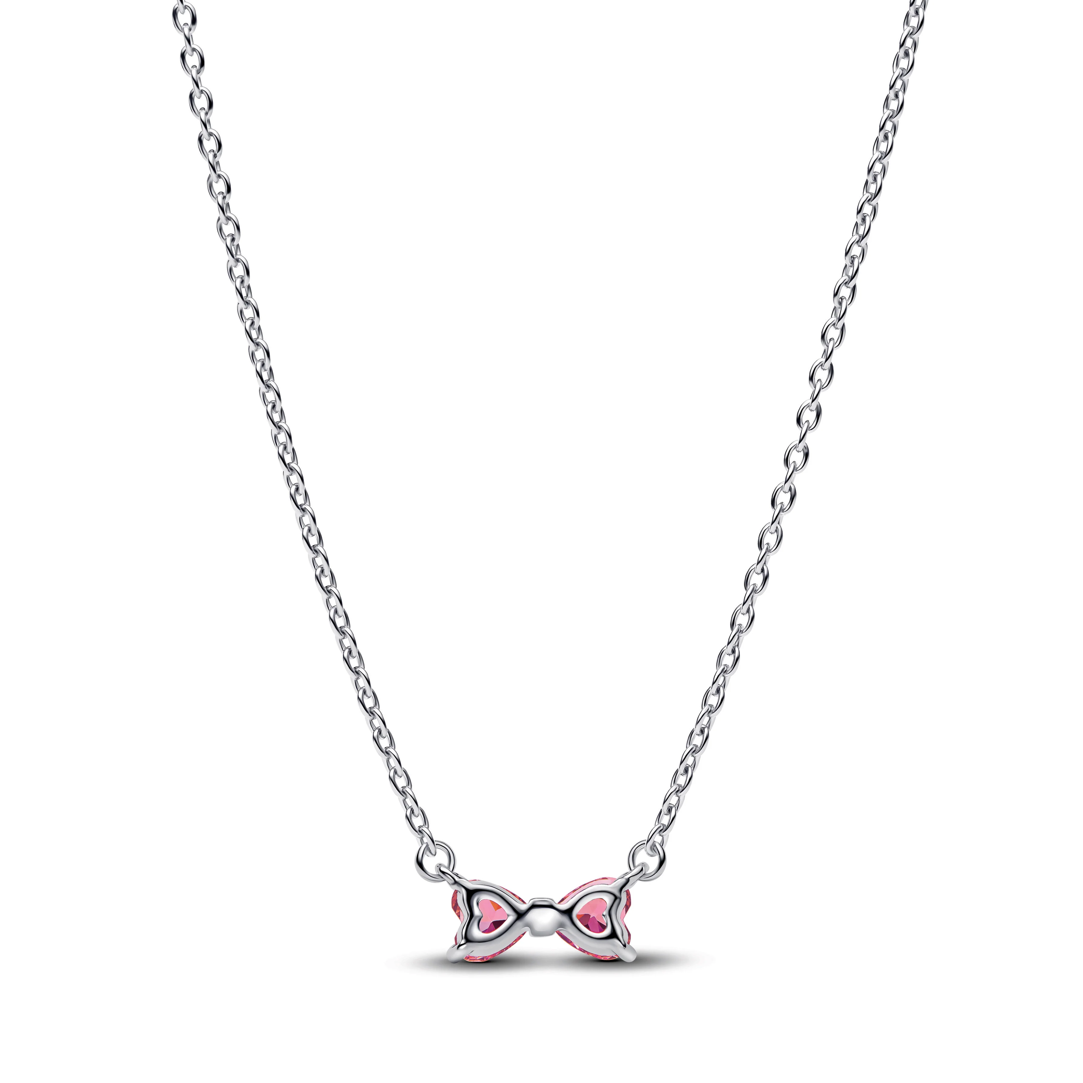 Bow Sterling Silver Collier With Fancy Pink And Clear Cubic Zirconia - Image 3