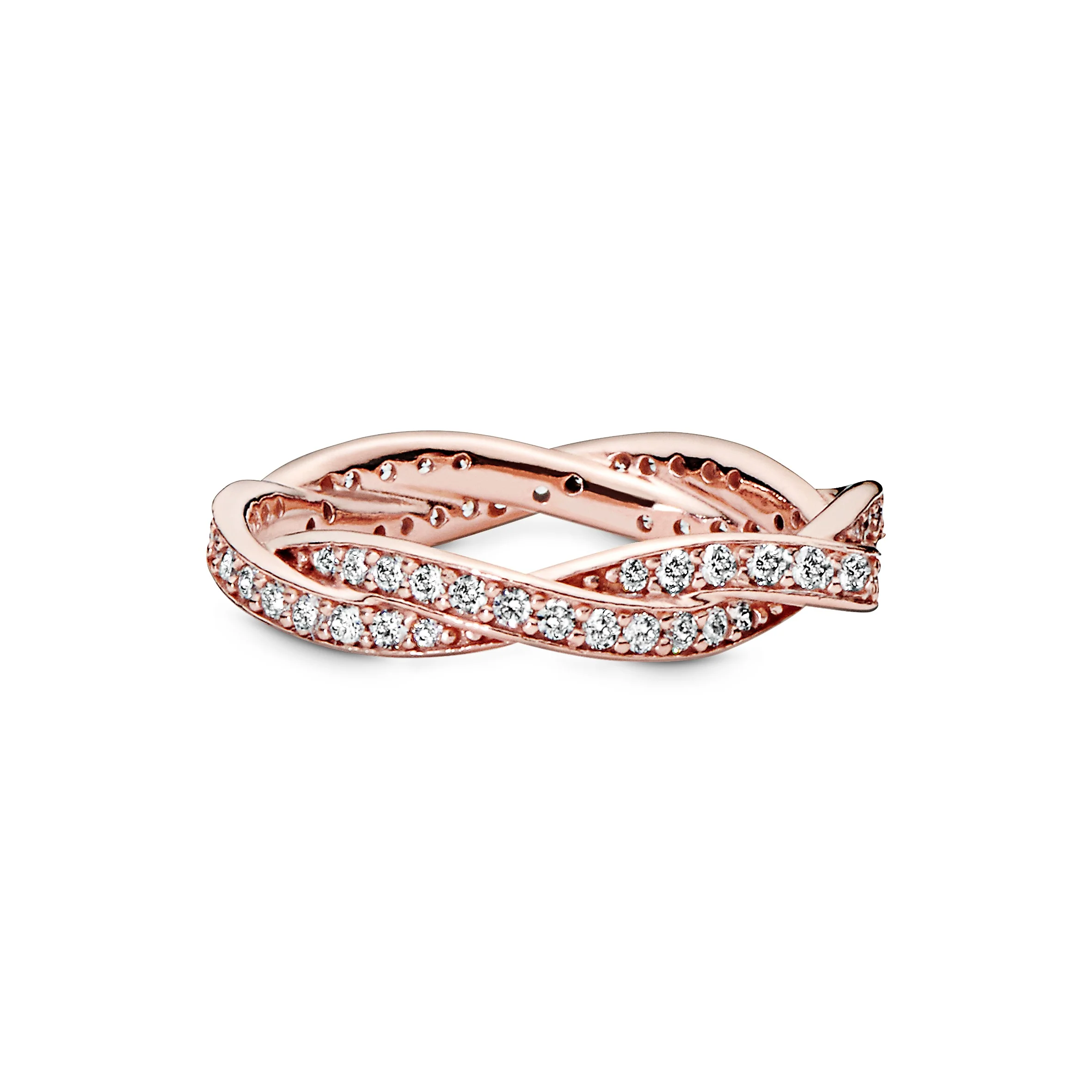 Braided 14K Rose Gold-Plated Ring With Clear Cubic Zirconia - Image 4