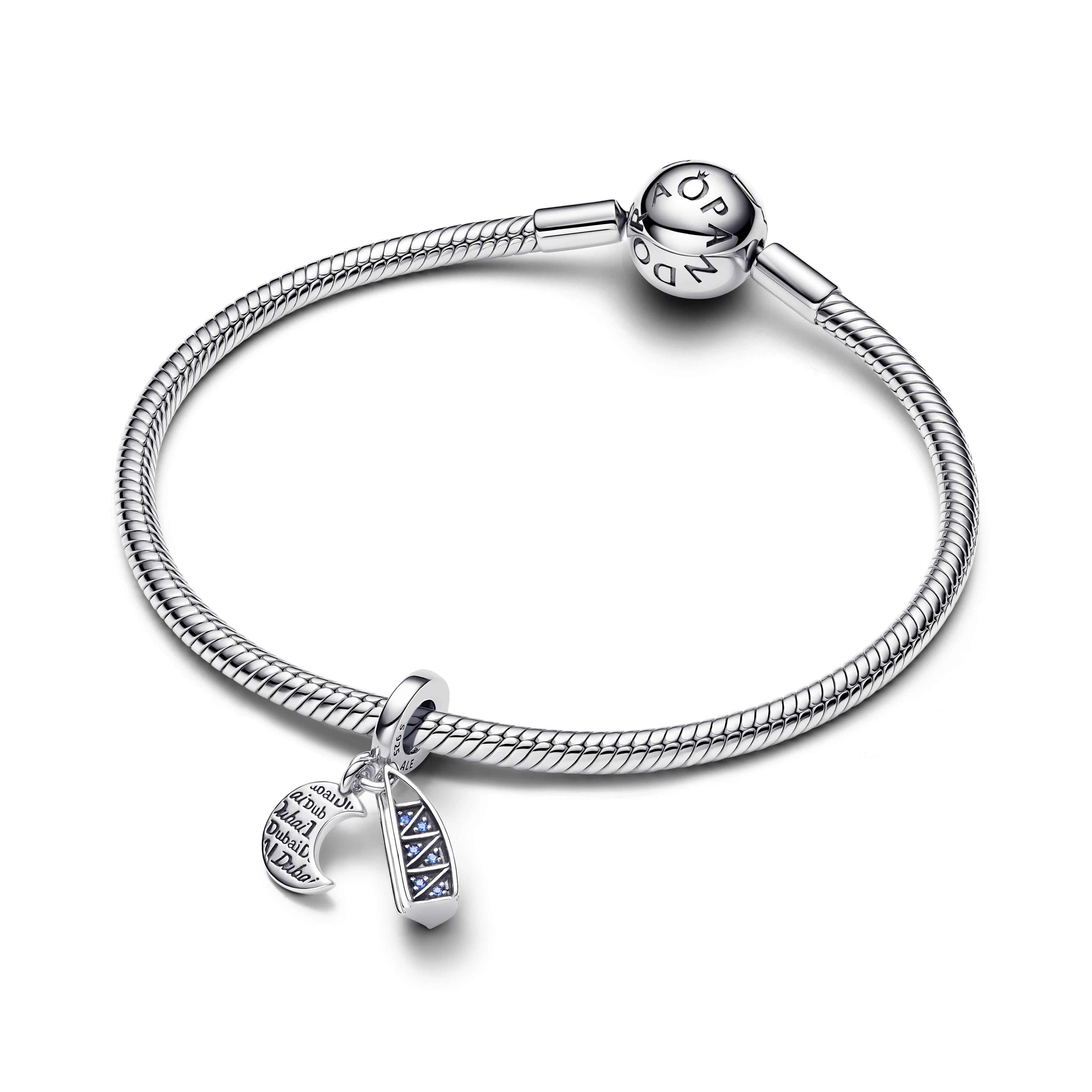 Burj Al Arab Sterling Silver Double Dangle With Stellar Blue Crystal - Image 3