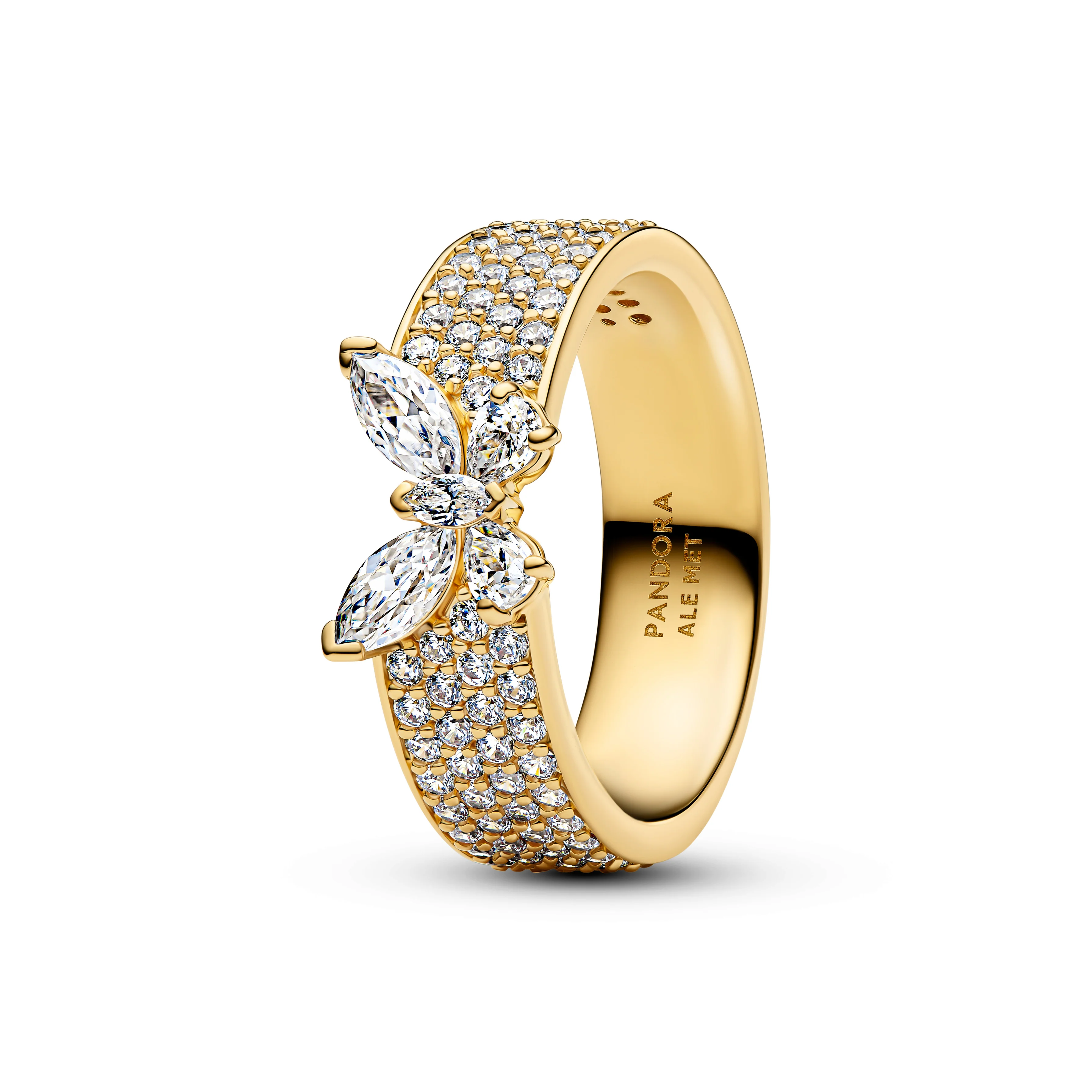 Butterfly 14K Gold-Plated Ring With Clear Cubic Zirconia - Image 3