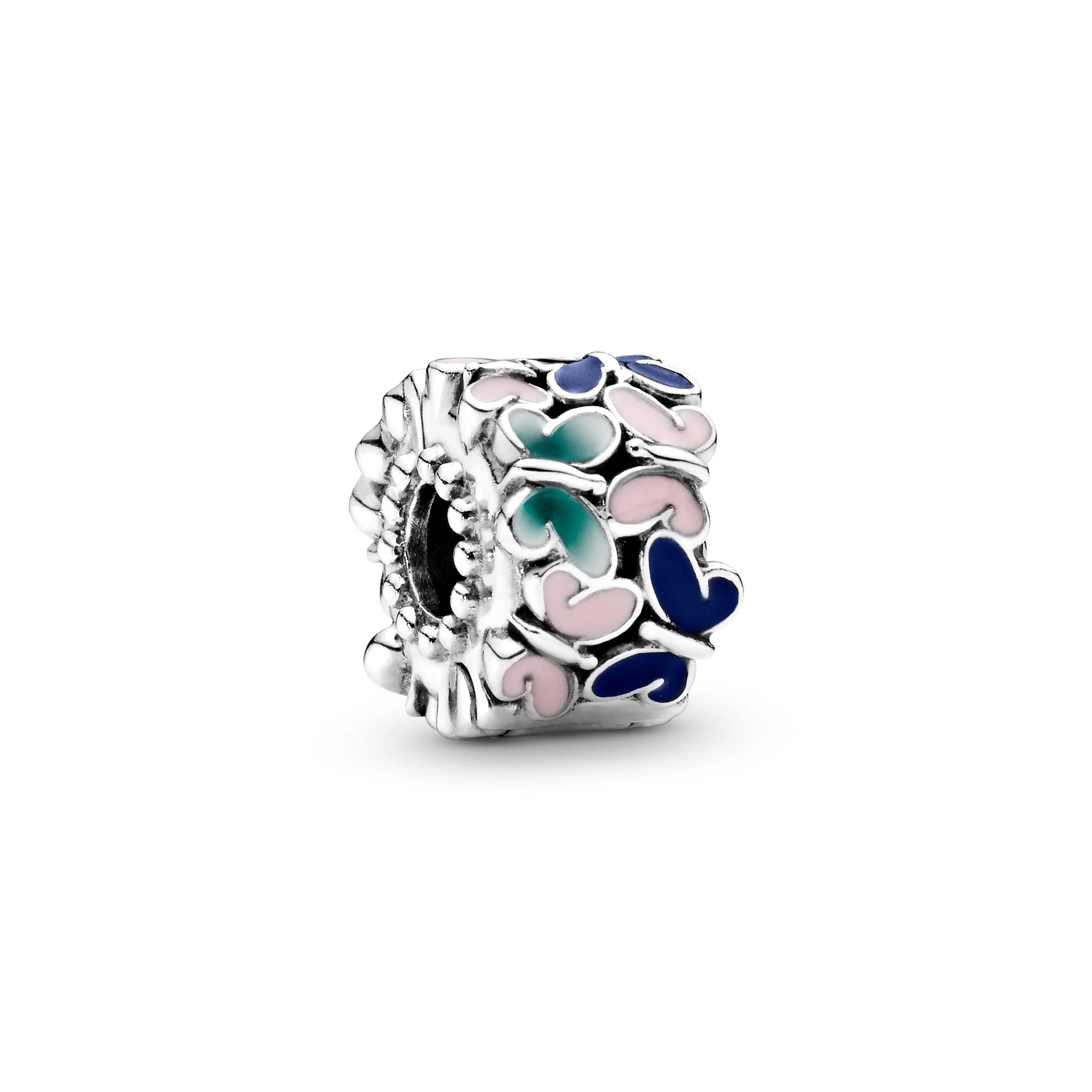 Butterfly Silver Clip With Green, Blue And Pink Enamel - Image 4