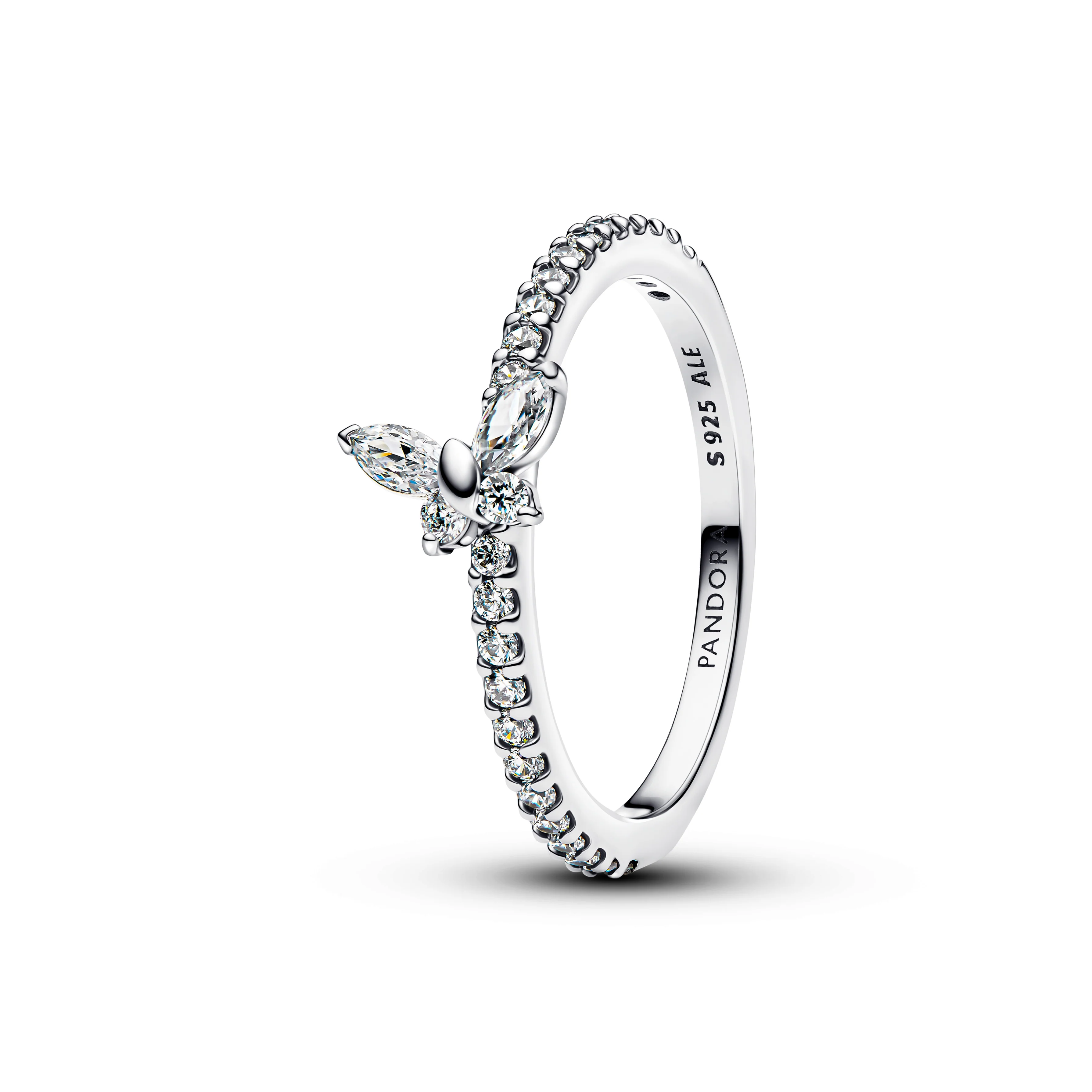 Butterfly Sterling Silver Ring With Clear Cubic Zirconia