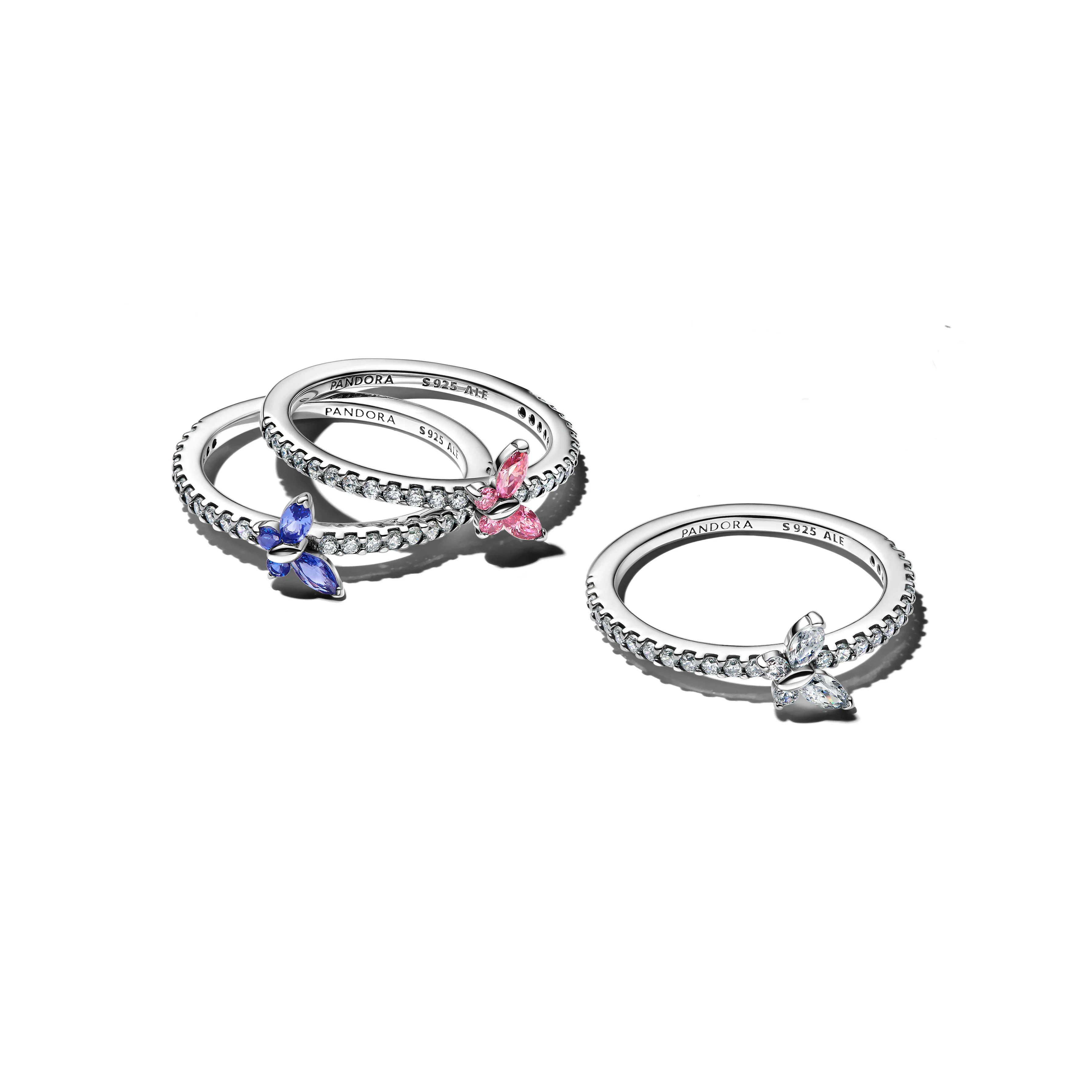 Butterfly Sterling Silver Ring With Fancy Pink And Clear Cubic Zirconia - Image 3