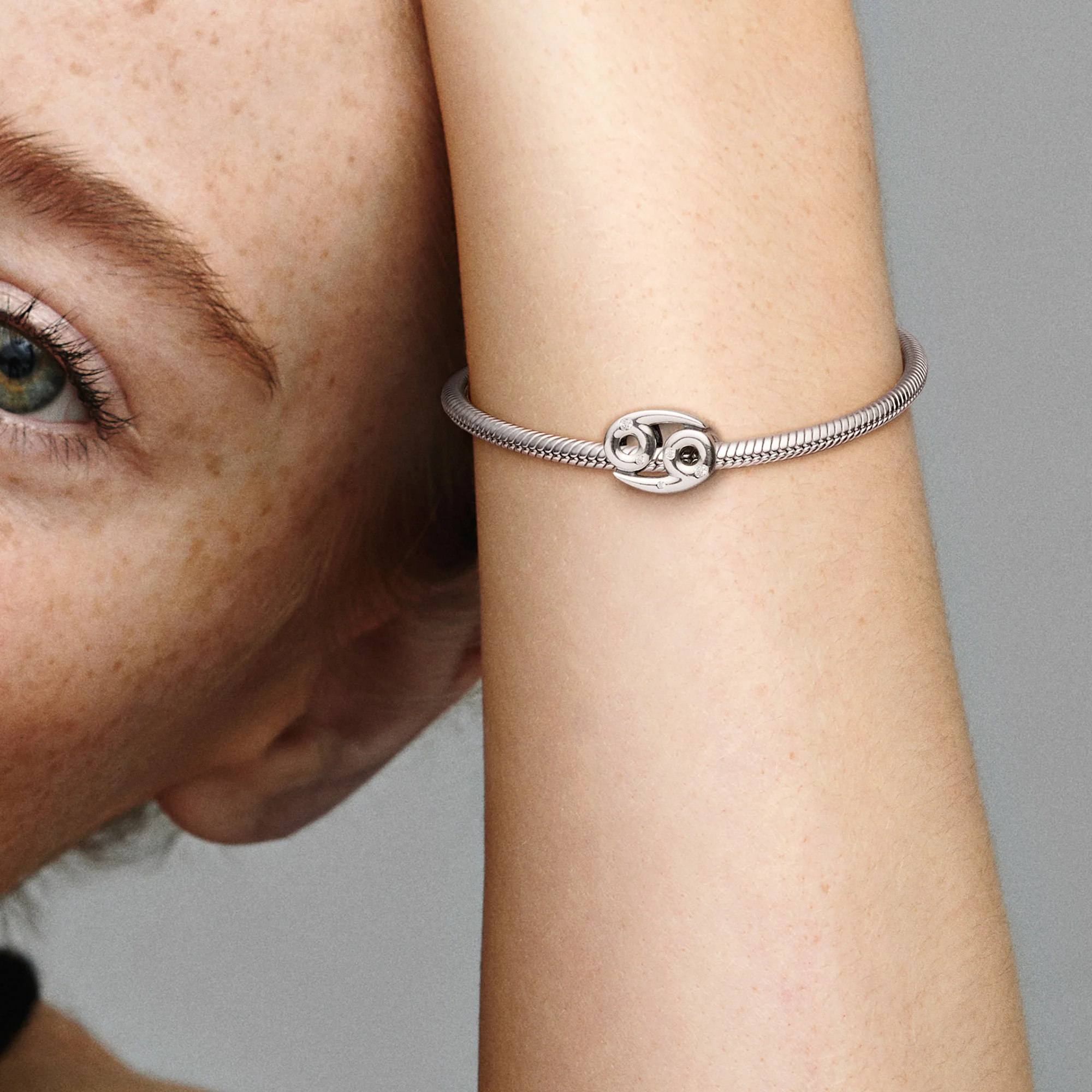 Cancer Sterling Silver Charm With Clear Cubic Zirconia - Image 3