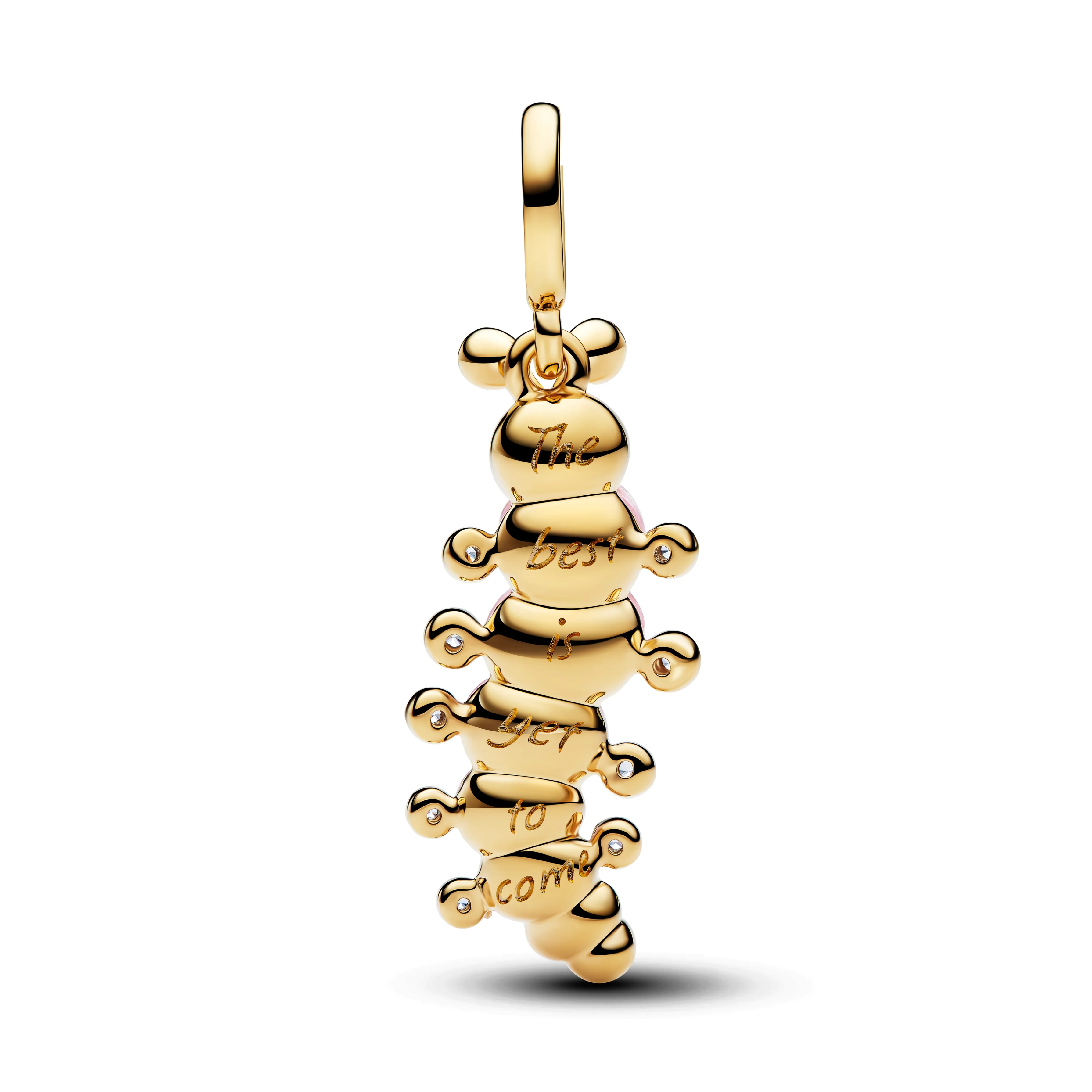 Caterpillar 14K Gold-Plated Dangle With Clear Cubic Zirconia And Pink Murano Glass - Image 2