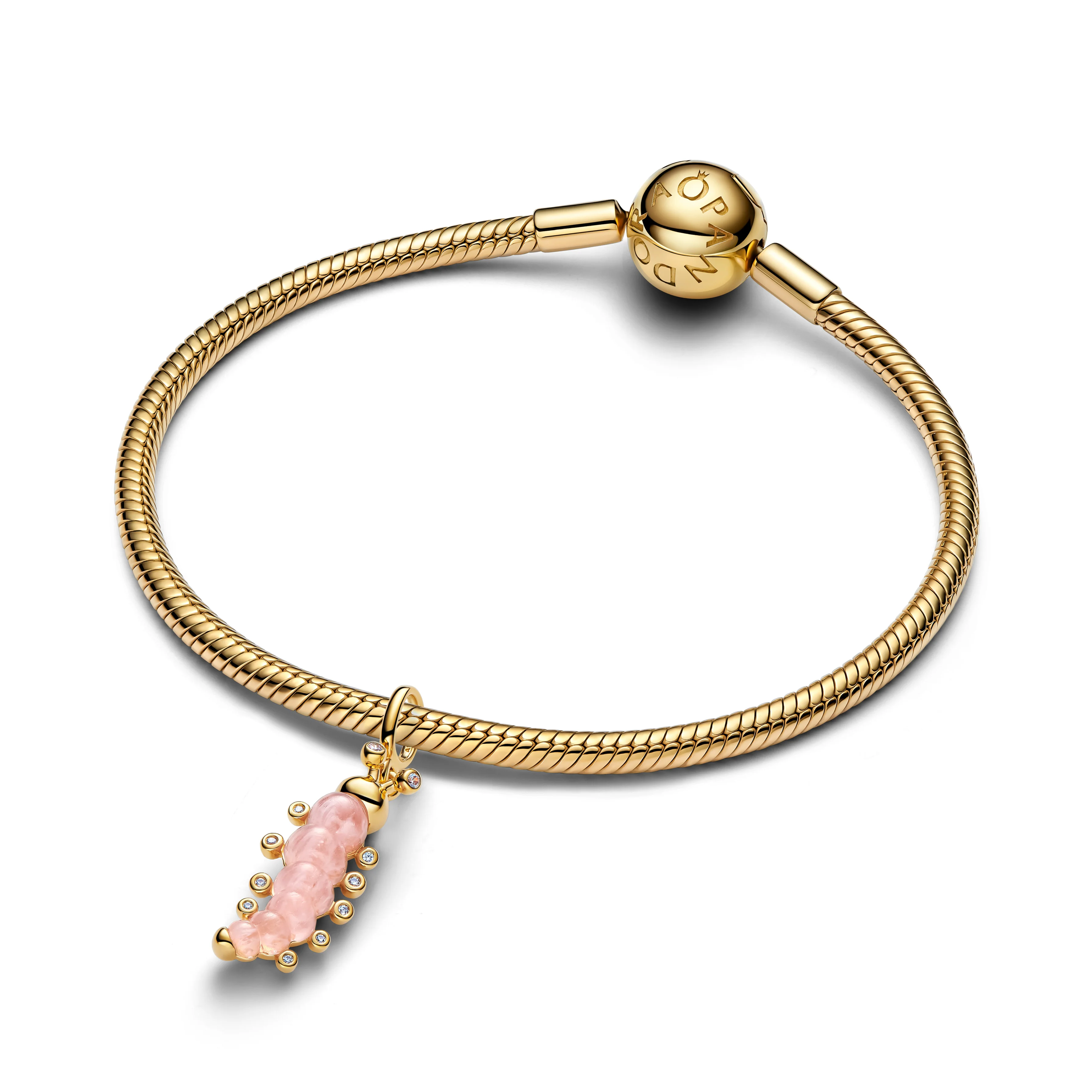 Caterpillar 14K Gold-Plated Dangle With Clear Cubic Zirconia And Pink Murano Glass - Image 3