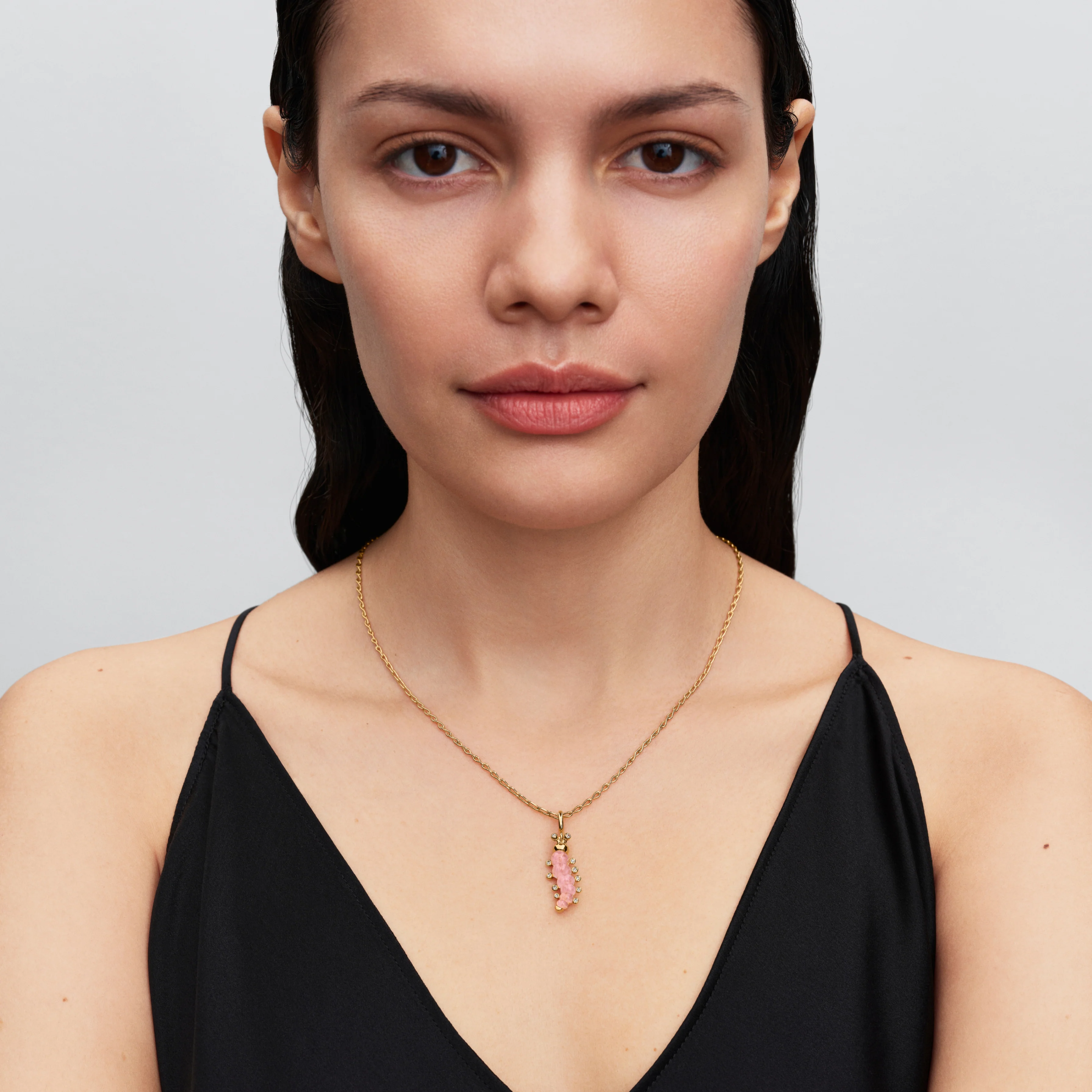 Caterpillar 14K Gold-Plated Dangle With Clear Cubic Zirconia And Pink Murano Glass - Image 4