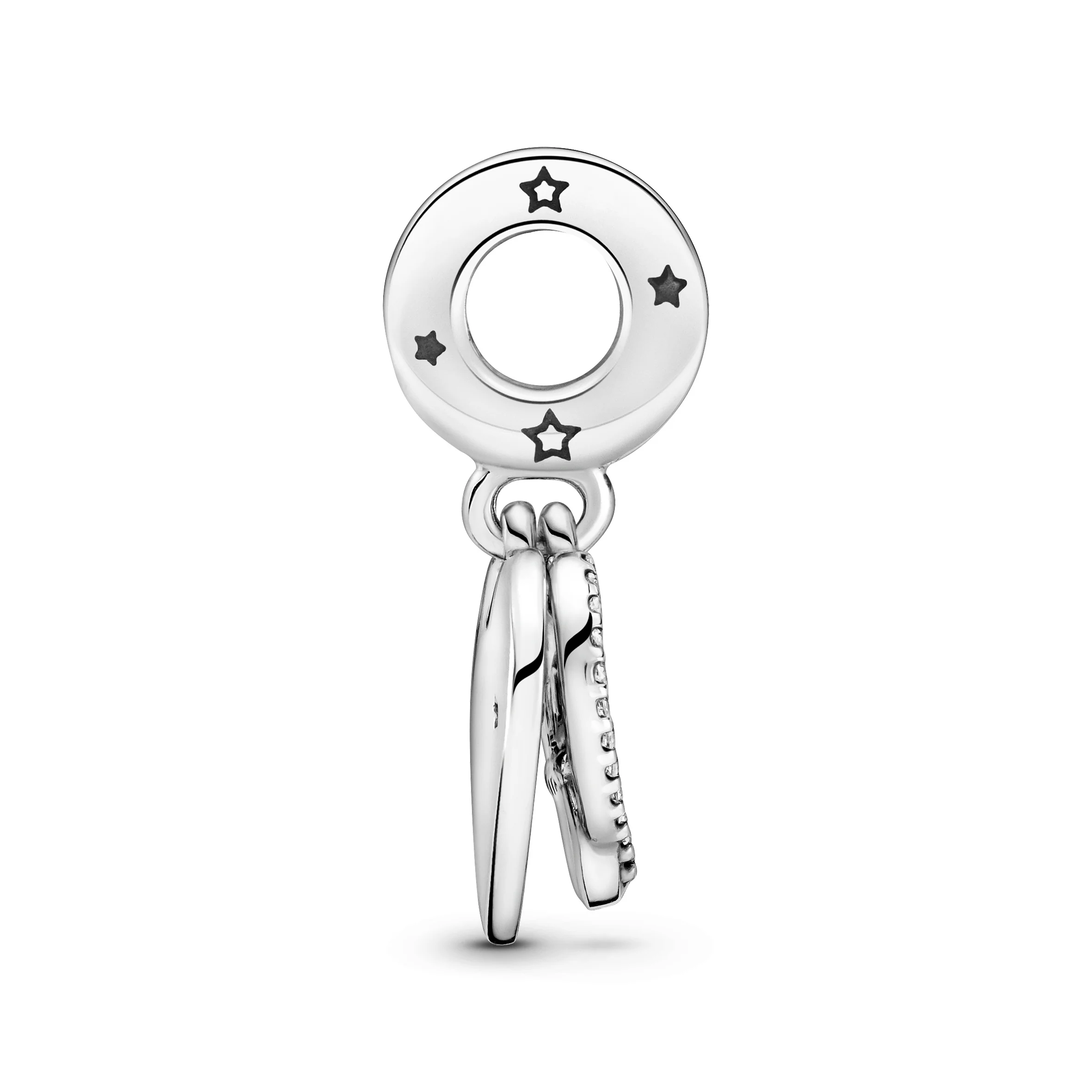 Cats And Heart Sterling Silver Dangle With Clear Cubic Zirconia And Shimmering Silver Enamel - Image 3
