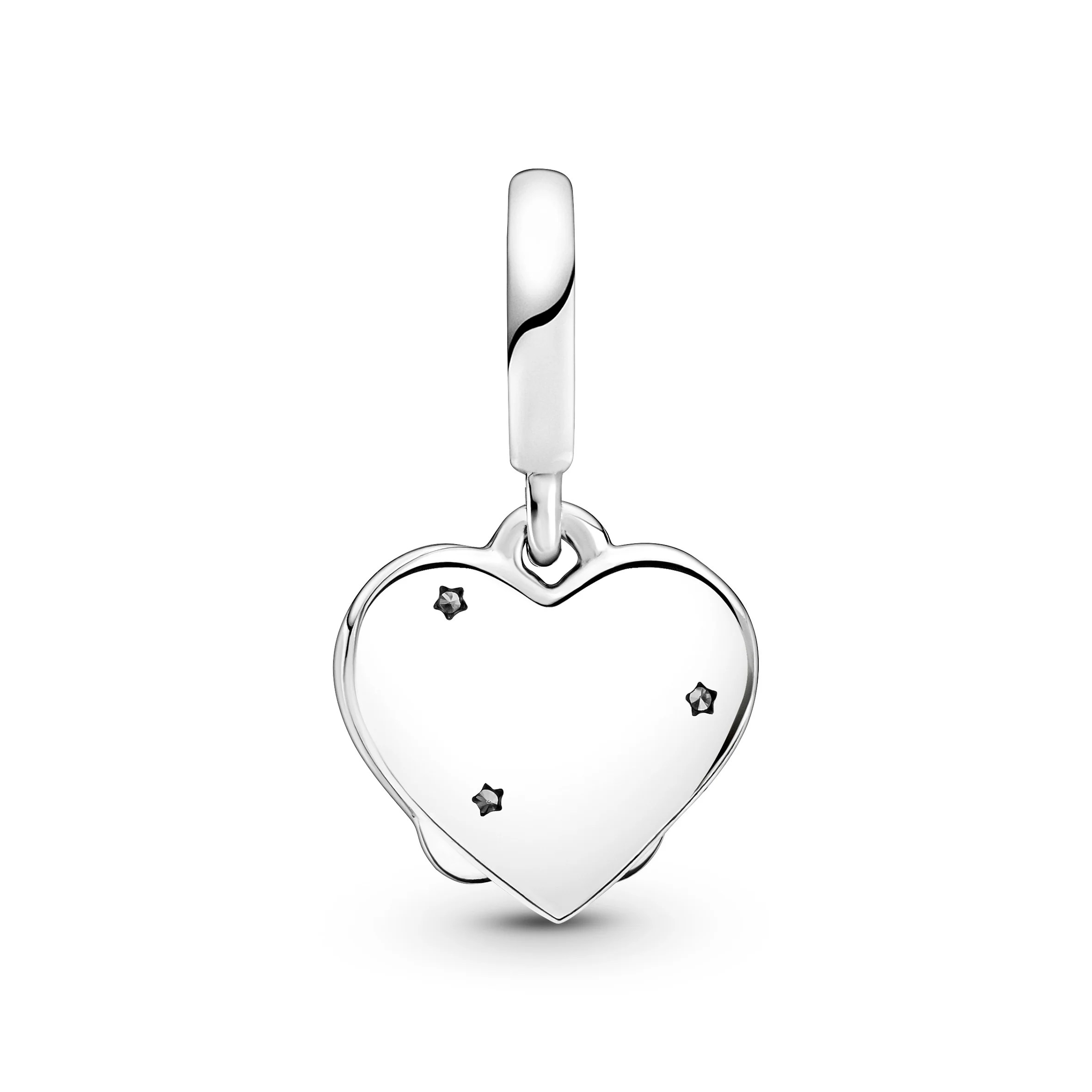 Cats And Heart Sterling Silver Dangle With Clear Cubic Zirconia And Shimmering Silver Enamel - Image 4