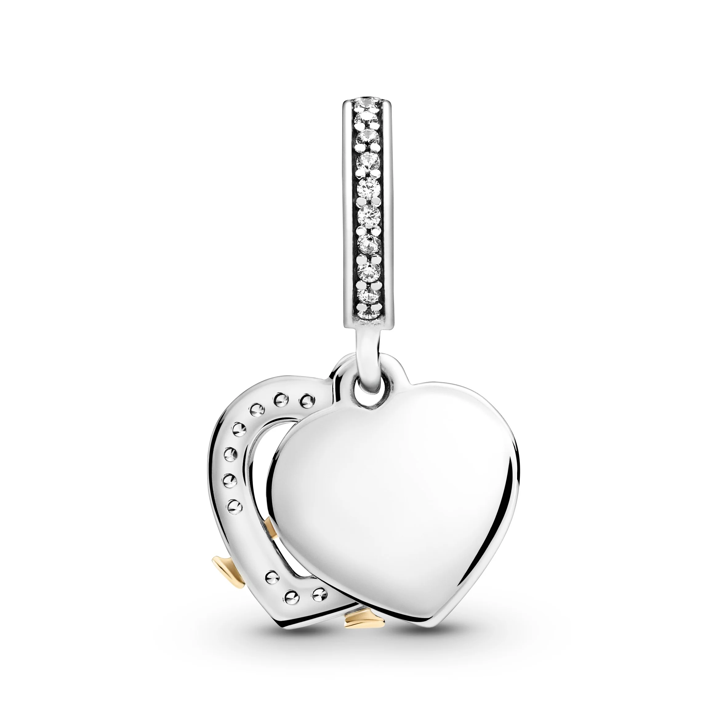 Celebration Glasses And Heart Sterling Silver And 14K Gold Dangle With Clear Cubic Zirconia - Image 2
