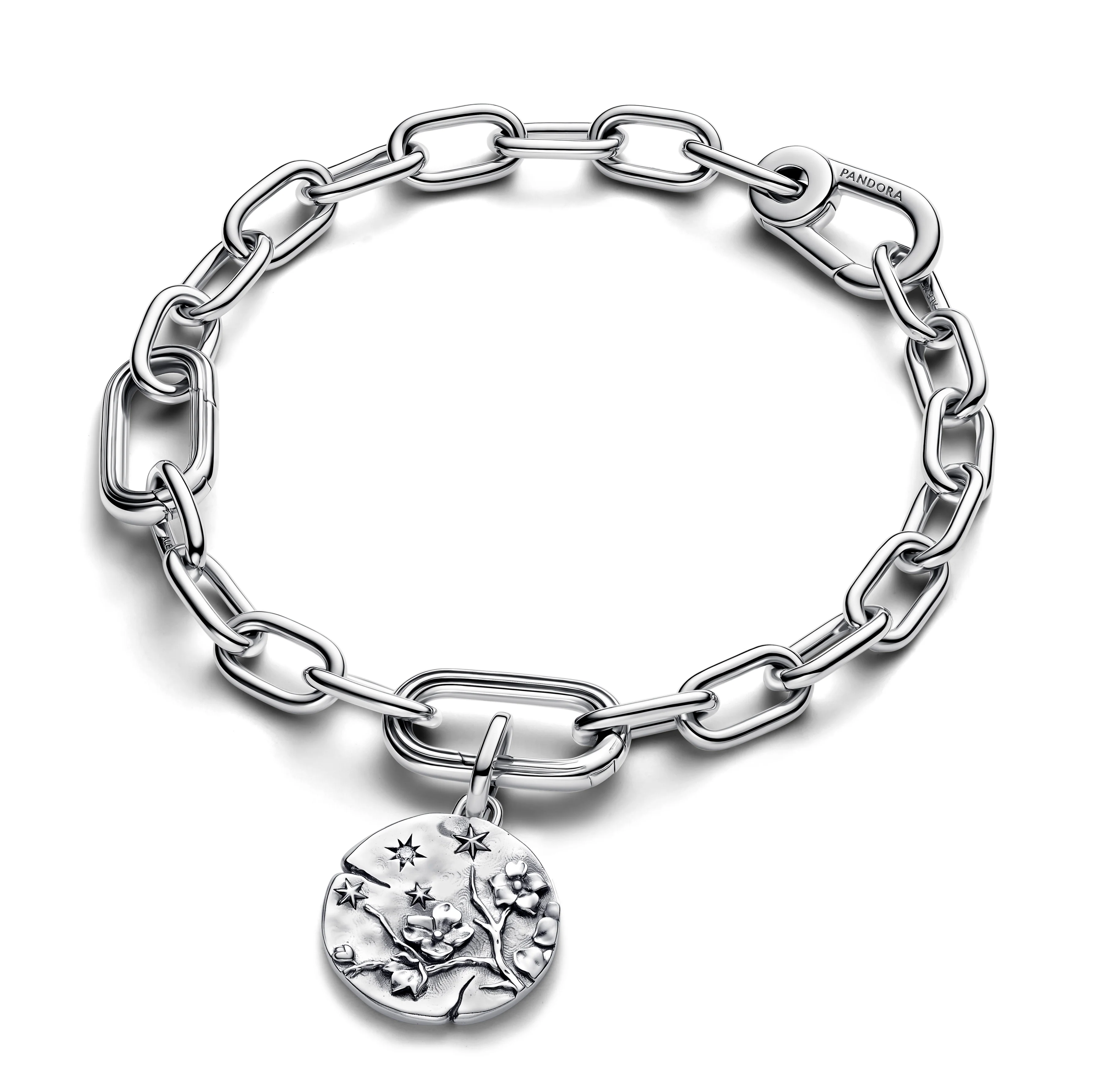 Cherry Blossom Sterling Silver Medallion With Clear Cubic Zirconia - Image 3