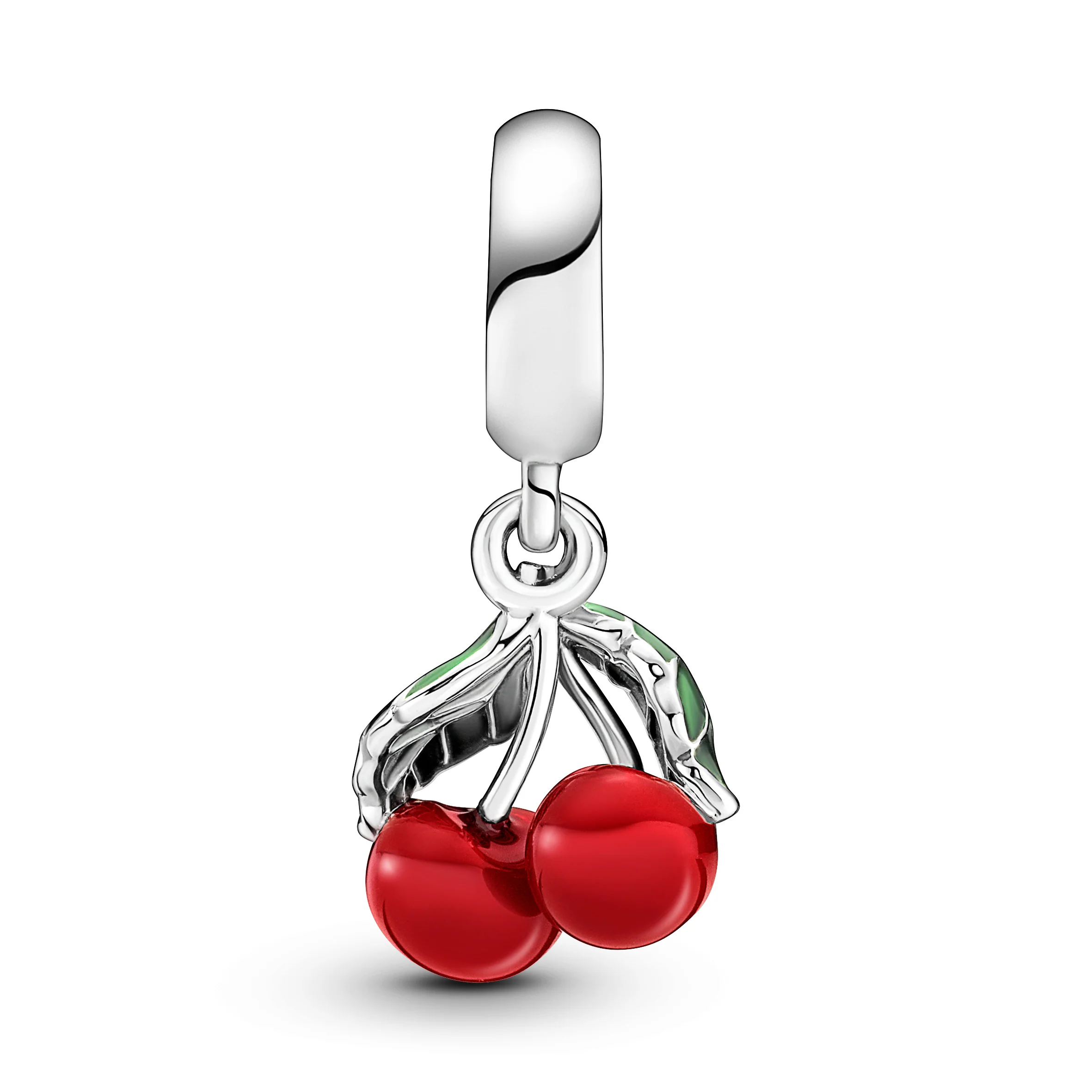 Cherry Sterling Silver Dangle With Green And Red Enamel - Image 4