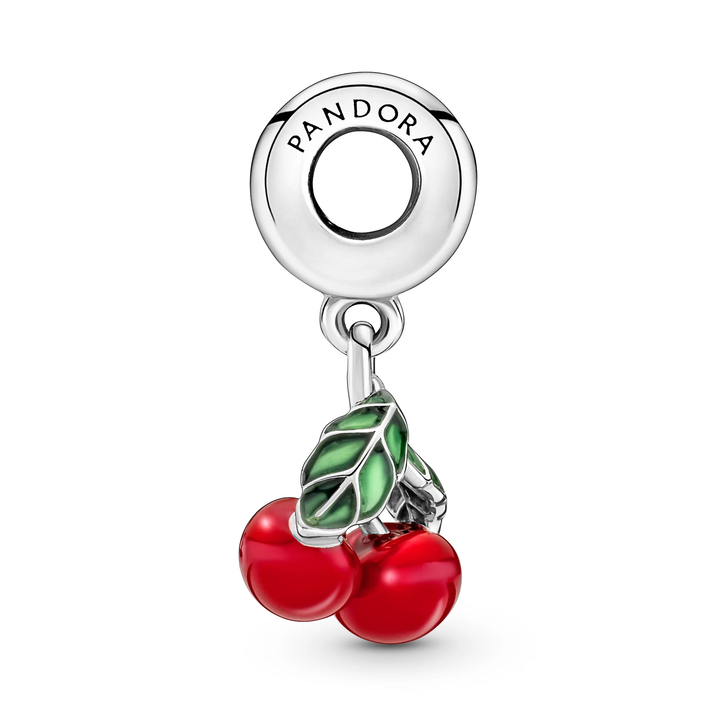 Cherry Sterling Silver Dangle With Green And Red Enamel - Image 5
