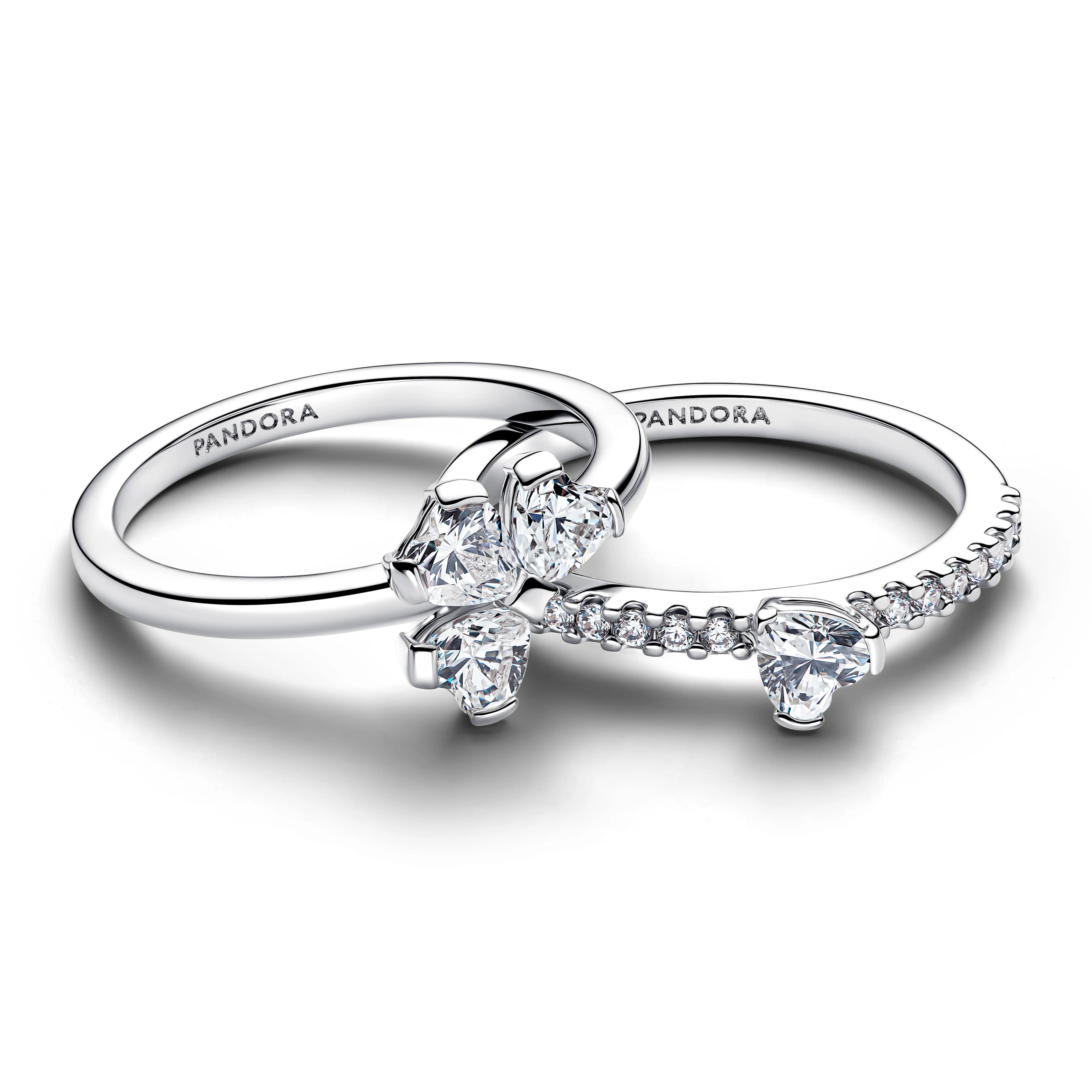 Clover Sterling Silver Splittable Ring With Clear Cubic Zirconia - Image 2