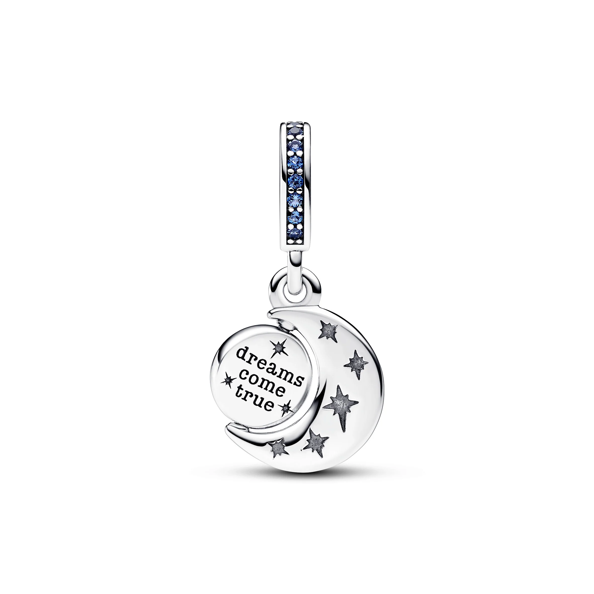 Crescent Moon Sterling Silver Dangle With Royal Blue, Stellar Blue And Skylight Blue Crystal And Shimmering Blue Enamel - Image 3