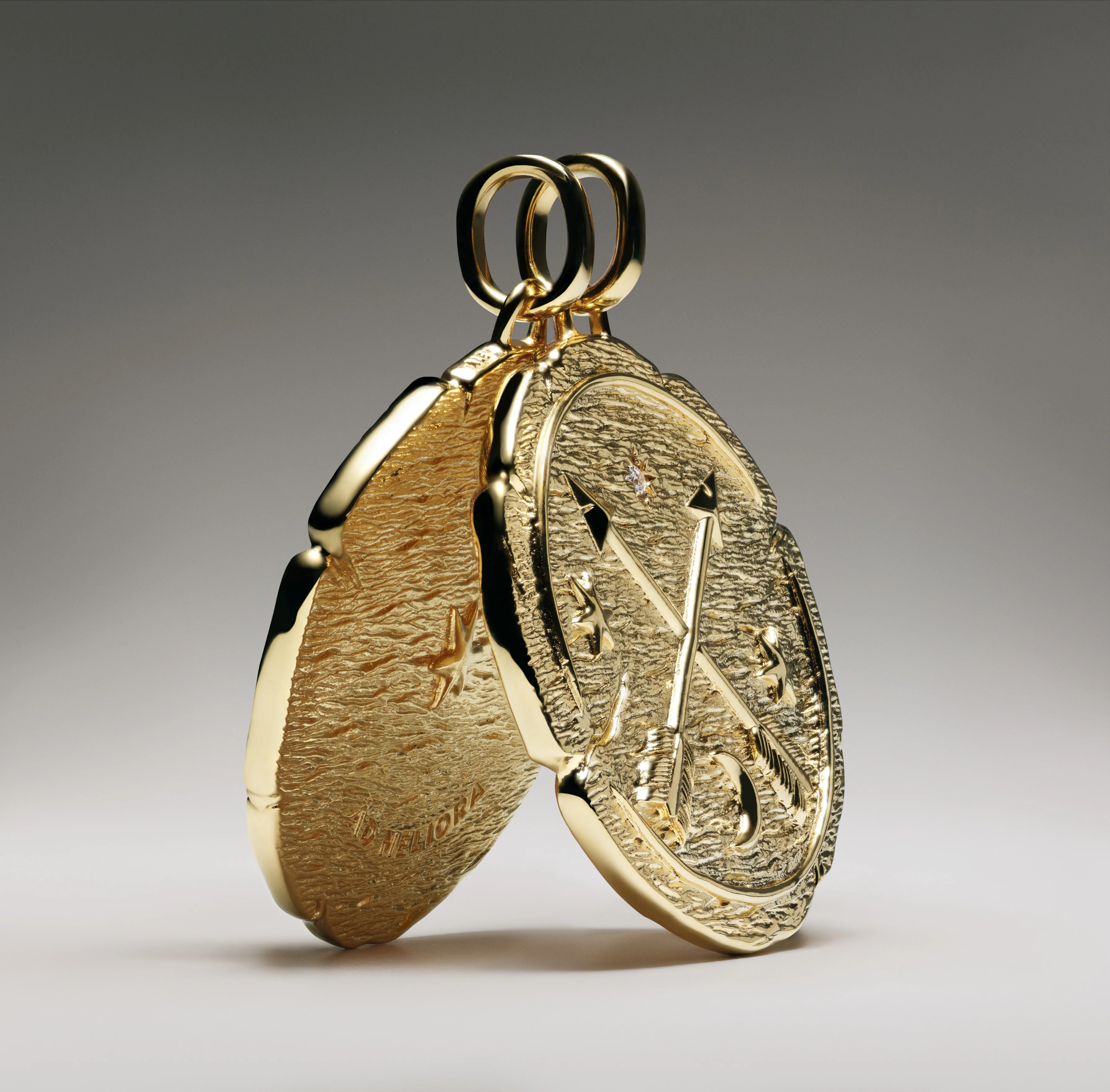 Crossing Arrows 14K Gold-Plated Medallion With Clear Cubic Zirconia - Image 2
