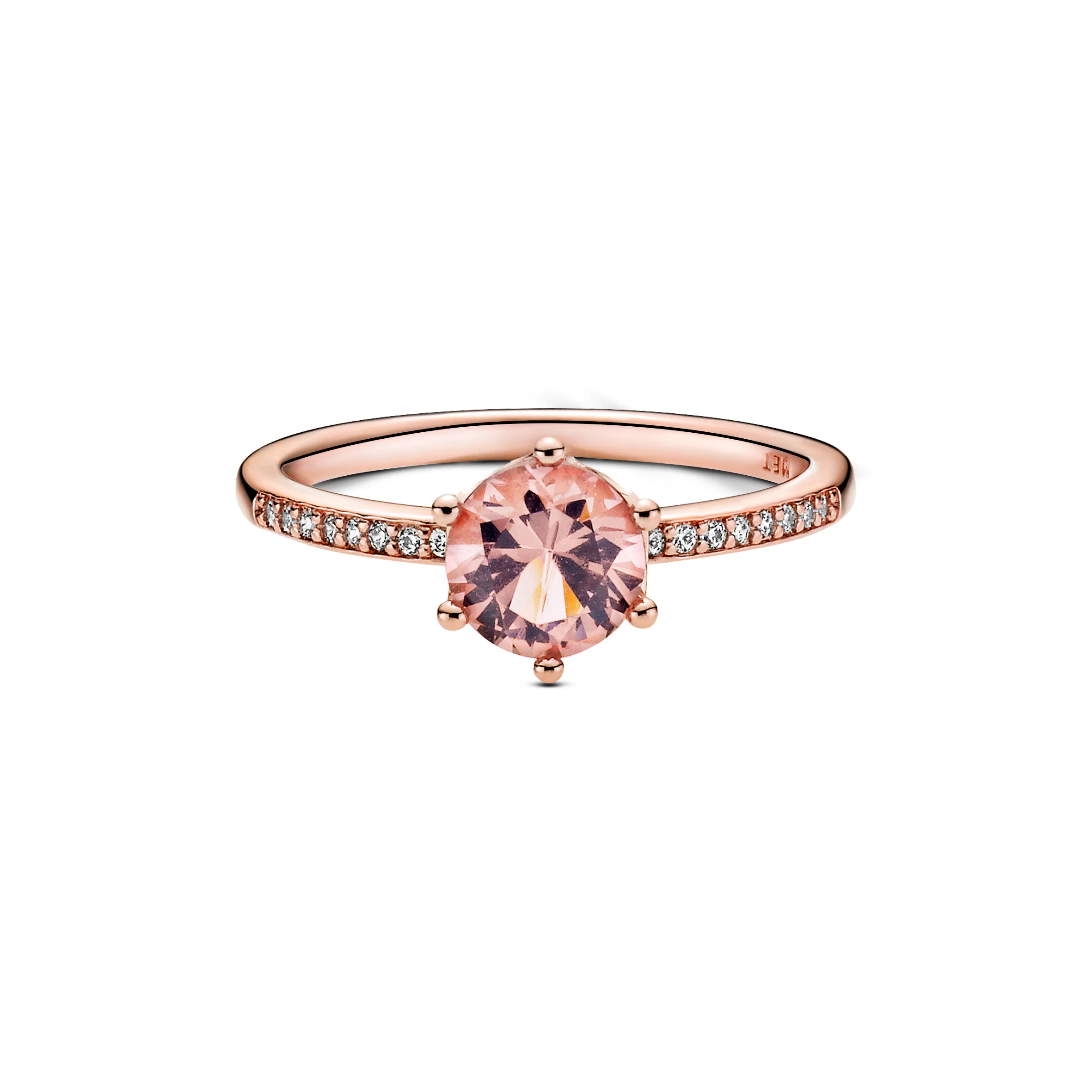 Crown 14K Rose Gold-Plated Ring With Blush Pink Crystal And Clear Cubic Zirconia - Image 3