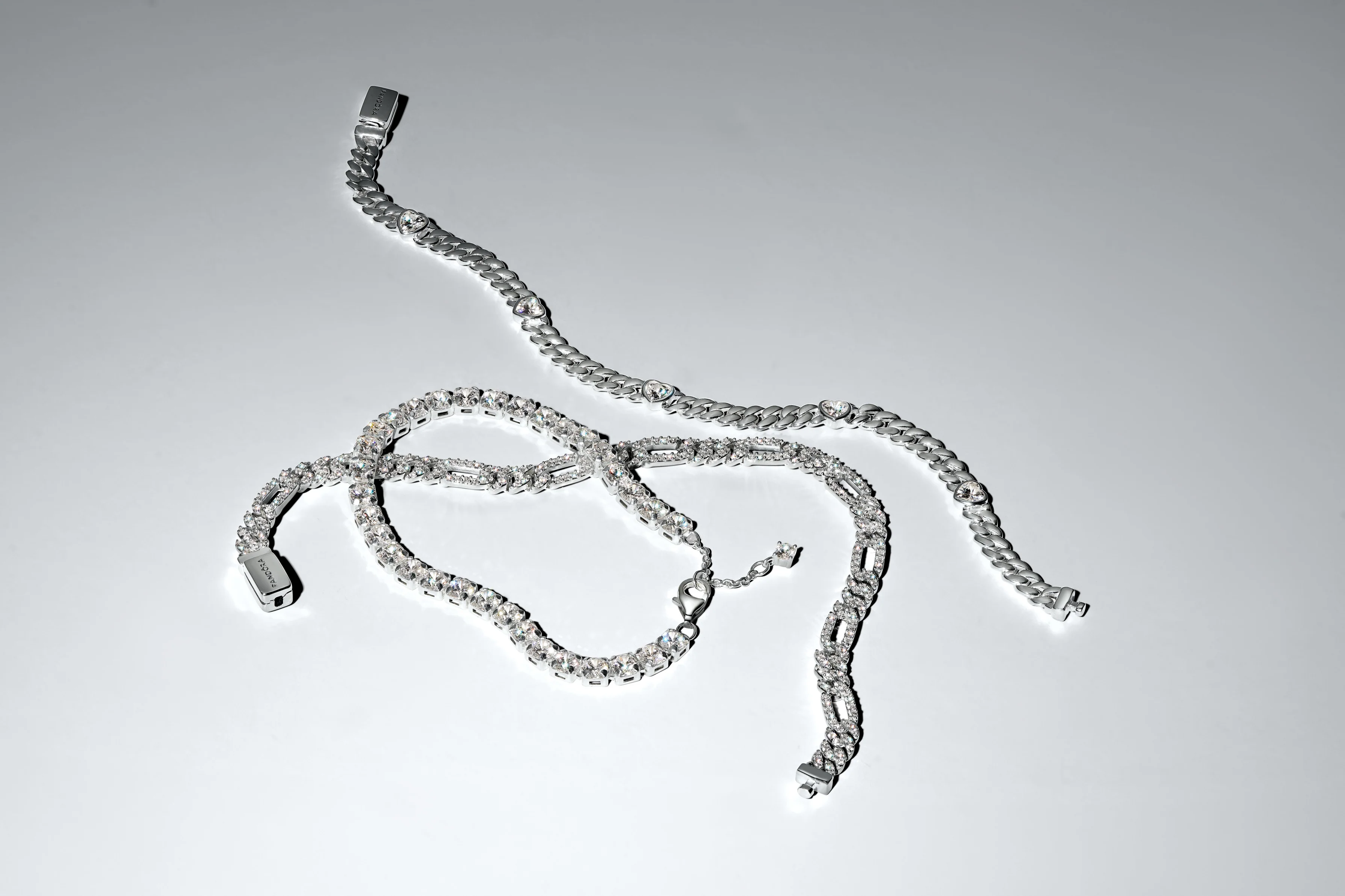 Cuban Chain Sterling Silver Bracelet With Clear Cubic Zirconia - Image 3